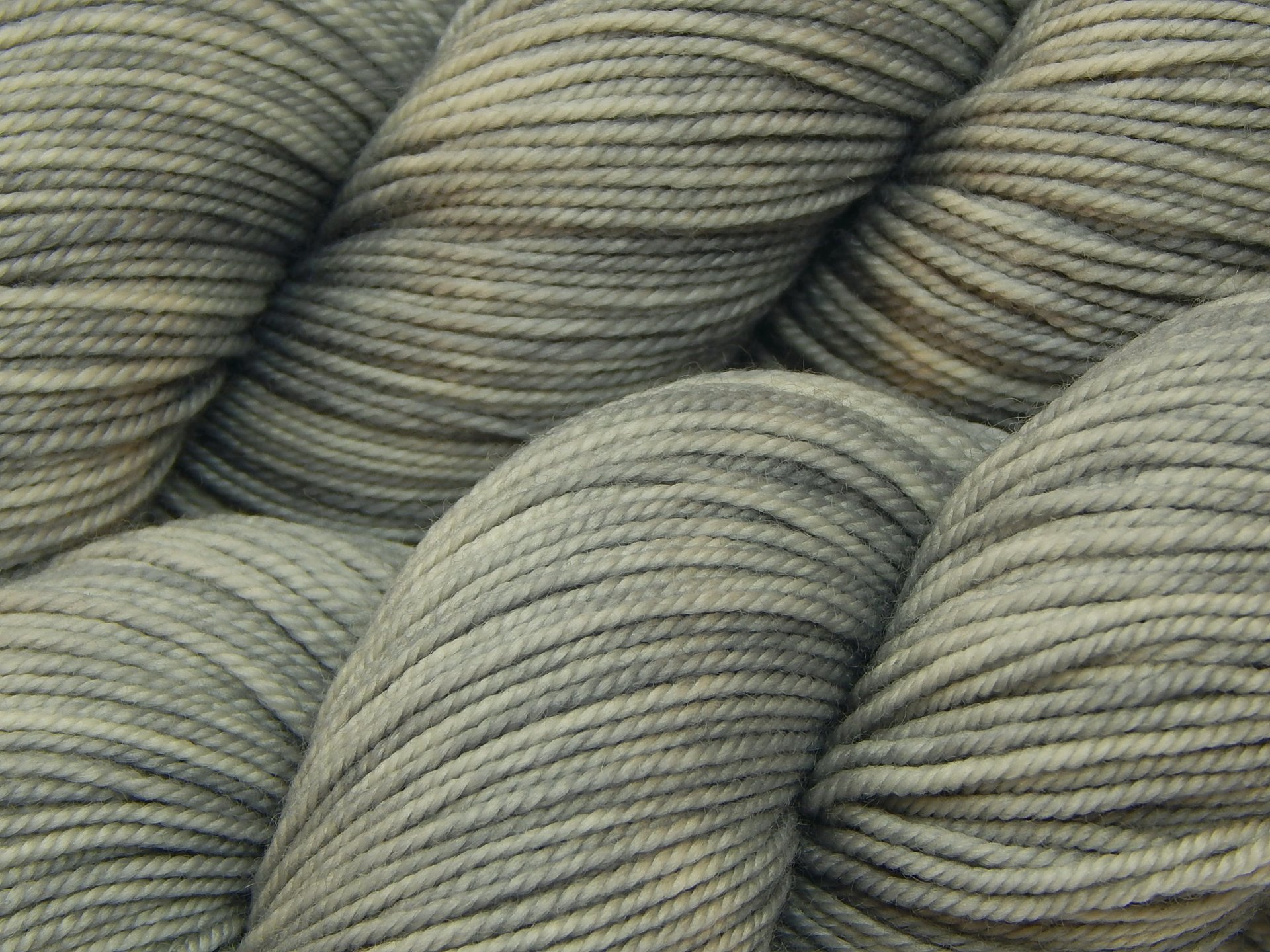 Hand Dyed Yarn, Sport Weight Superwash Merino Wool - Silver Lining - Light Grey Indie Dyer Knitting Yarn, Gray Semi Solid Heavier Sock Yarn