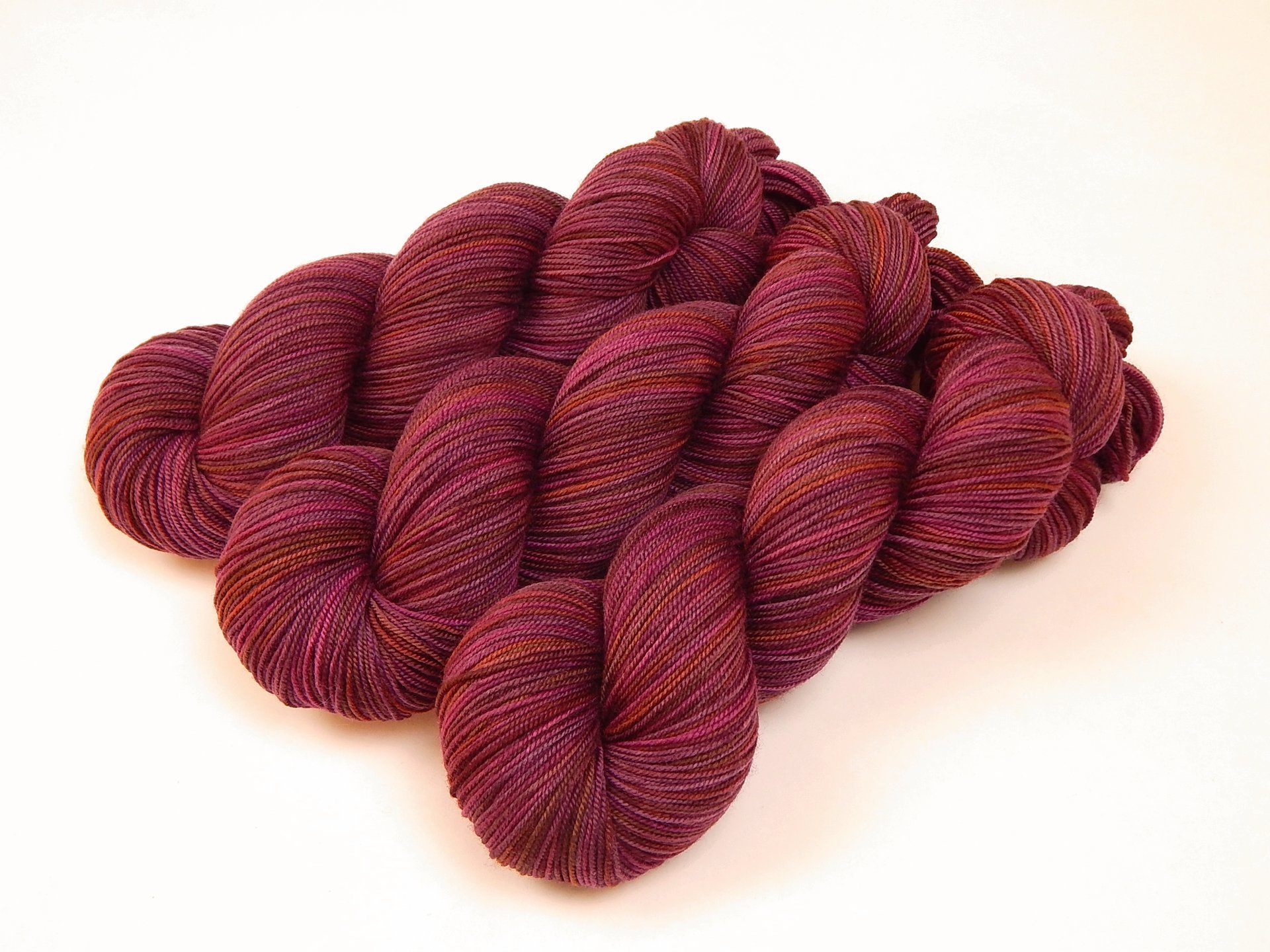 Limited Edition! Hand Dyed Yarn, Light Fingering Weight Superwash Merino Wool & Nylon Blend - Merlot Multi - Indie Dyer Knitting Yarn, Burgundy Wine