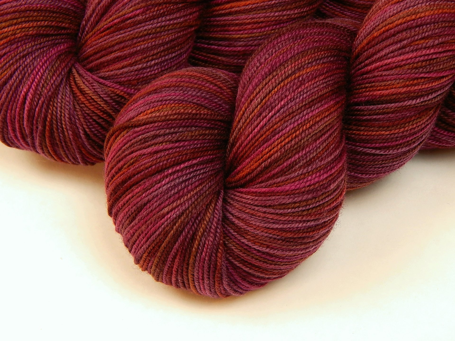 Limited Edition! Hand Dyed Yarn, Light Fingering Weight Superwash Merino Wool & Nylon Blend - Merlot Multi - Indie Dyer Knitting Yarn, Burgundy Wine