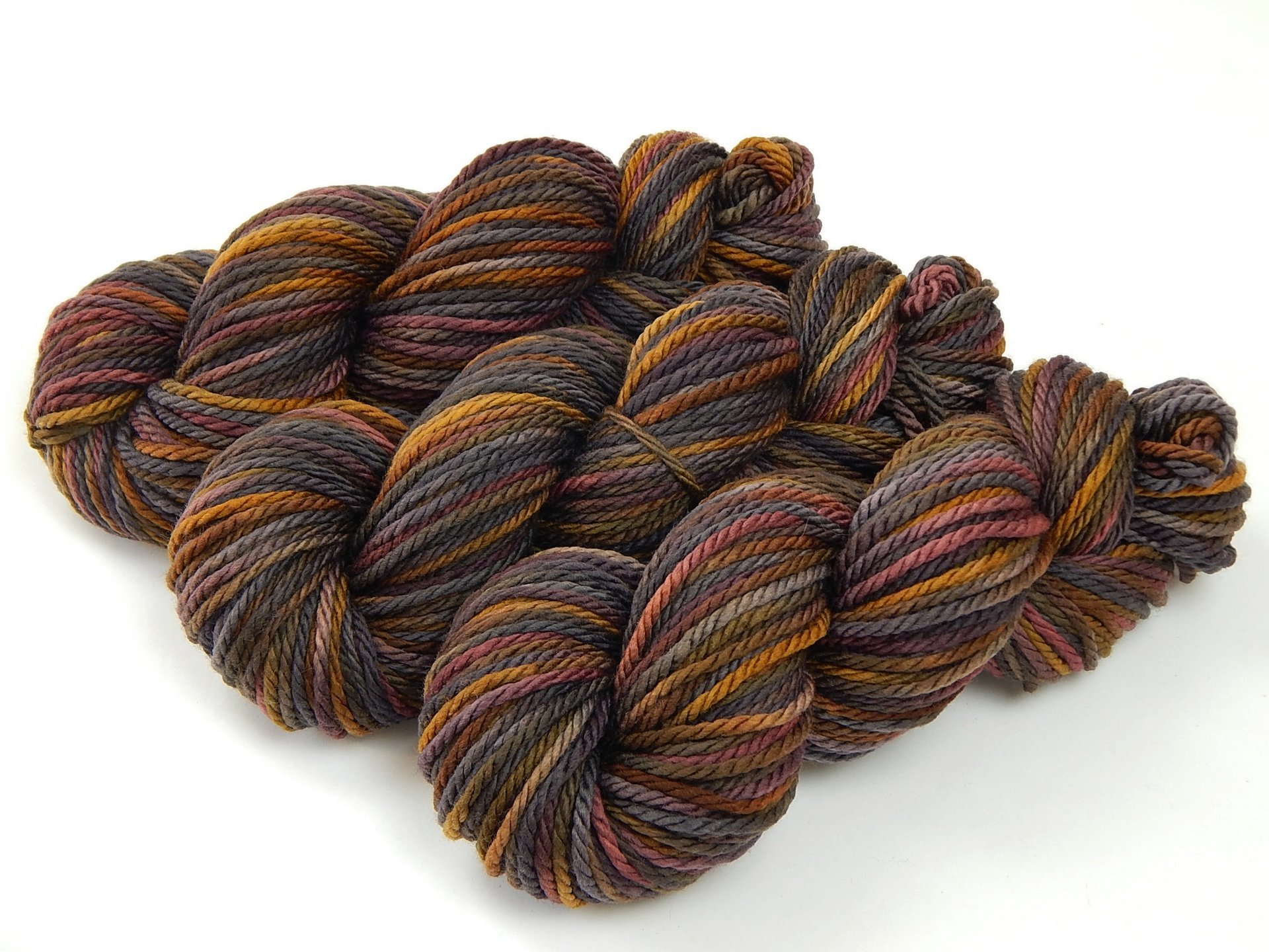 Hand Dyed Yarn, Bulky Weight Superwash Merino Wool - Agate - Thick Knitting Yarn in Earthy Shades, Grey Brown Yarn for Chunky Knits