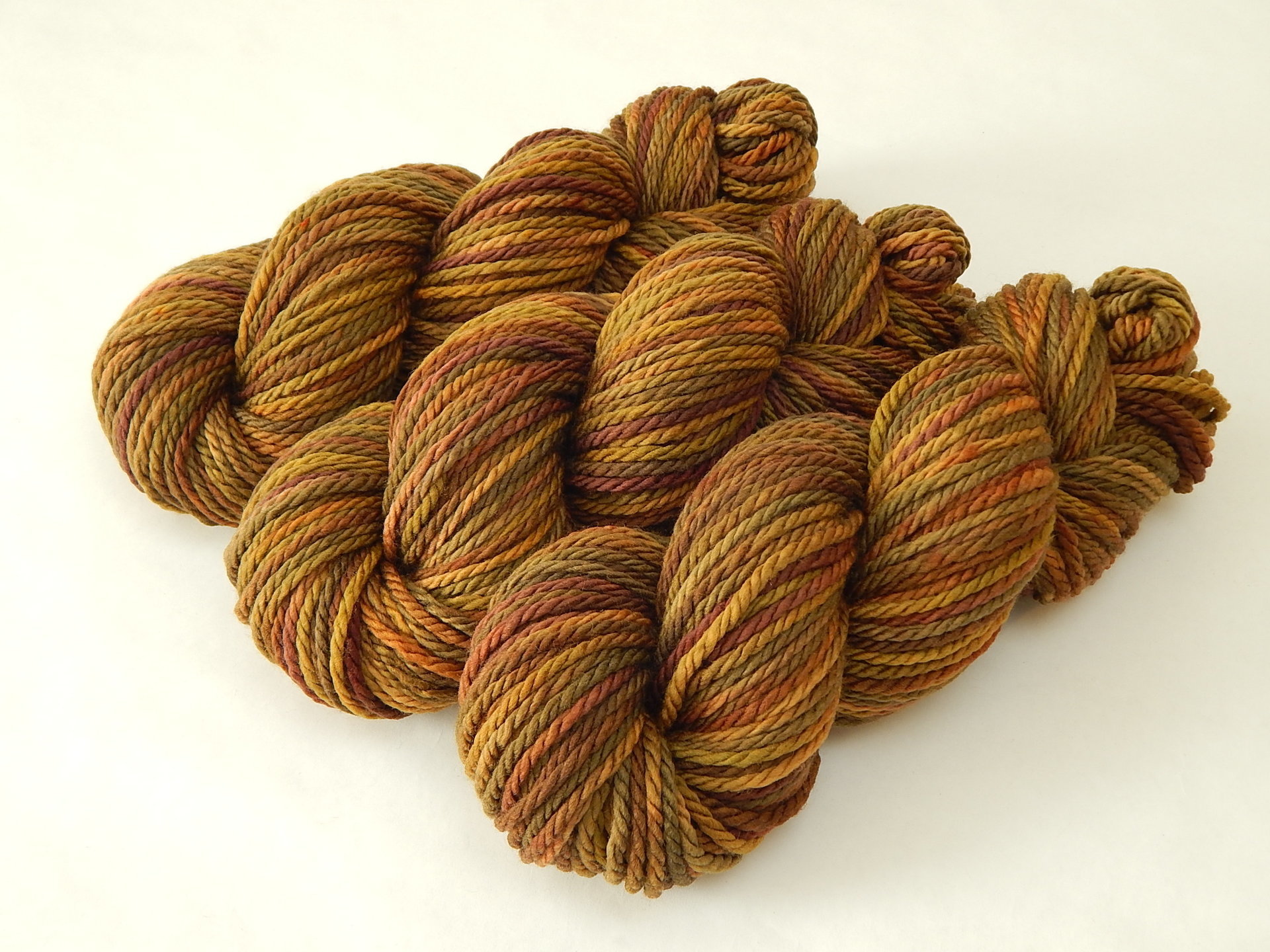 Bulky Weight Hand Dyed Yarn, 100% Superwash Merino Wool - Antique Brass - Soft Thick Knitting Yarn, Earthy Gold Olive Brown Chunky Yarn