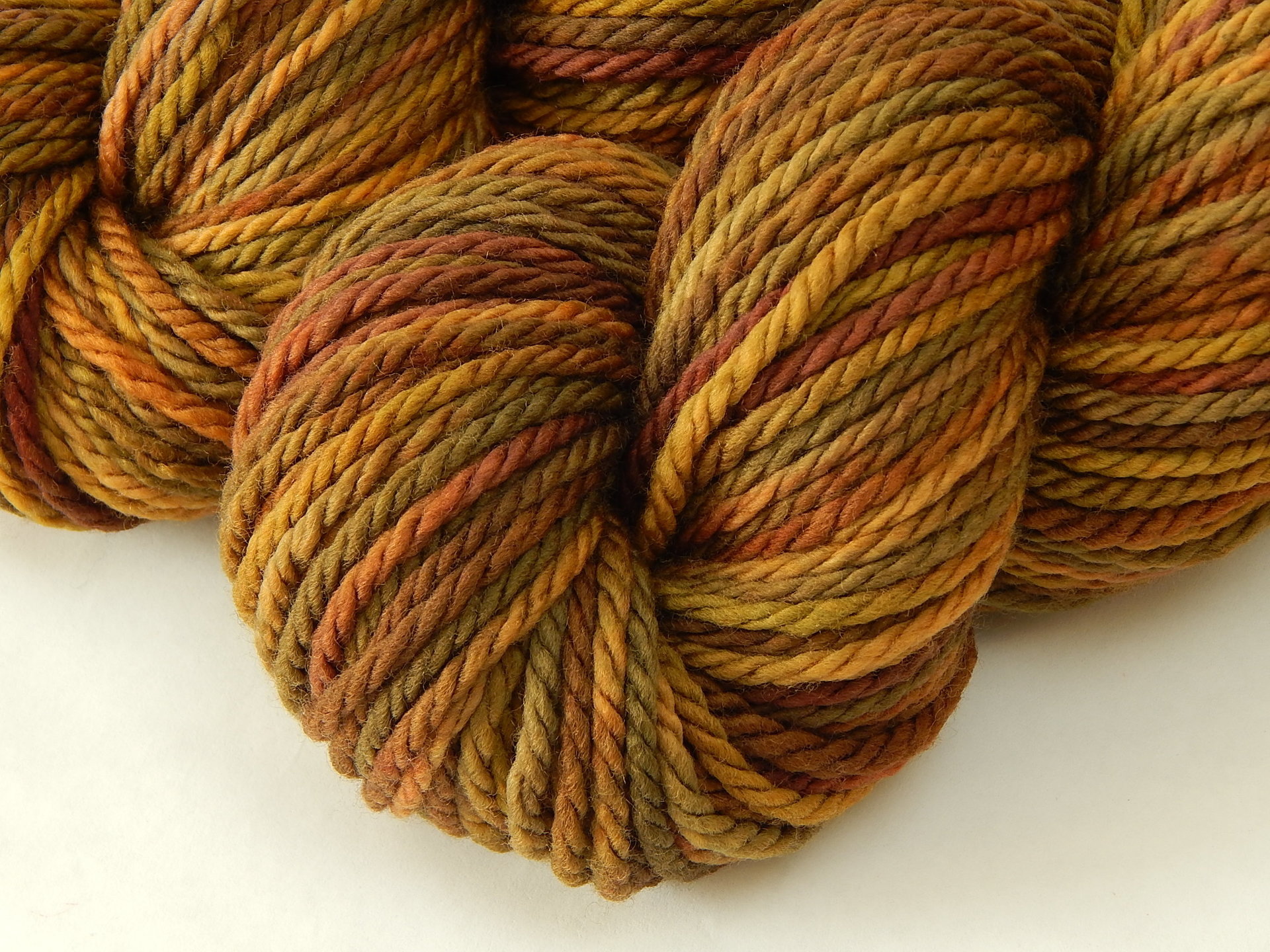 Bulky Weight Hand Dyed Yarn, 100% Superwash Merino Wool - Antique Brass - Soft Thick Knitting Yarn, Earthy Gold Olive Brown Chunky Yarn