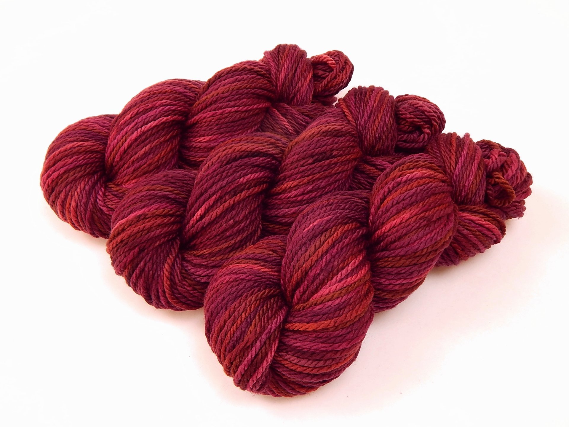 Hand Dyed Bulky Weight Superwash Merino Wool Yarn - Merlot Multi - Soft Thick Burgundy Knitting Yarn, Wine Red Variegated Chunky Yarn