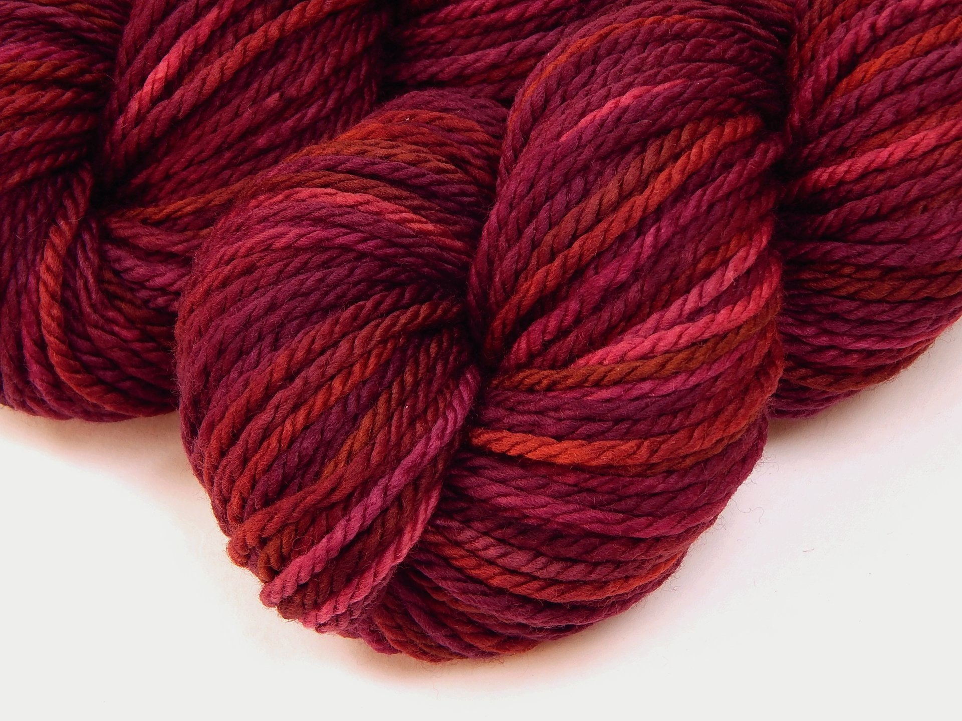 Hand Dyed Bulky Weight Superwash Merino Wool Yarn - Merlot Multi - Soft Thick Burgundy Knitting Yarn, Wine Red Variegated Chunky Yarn
