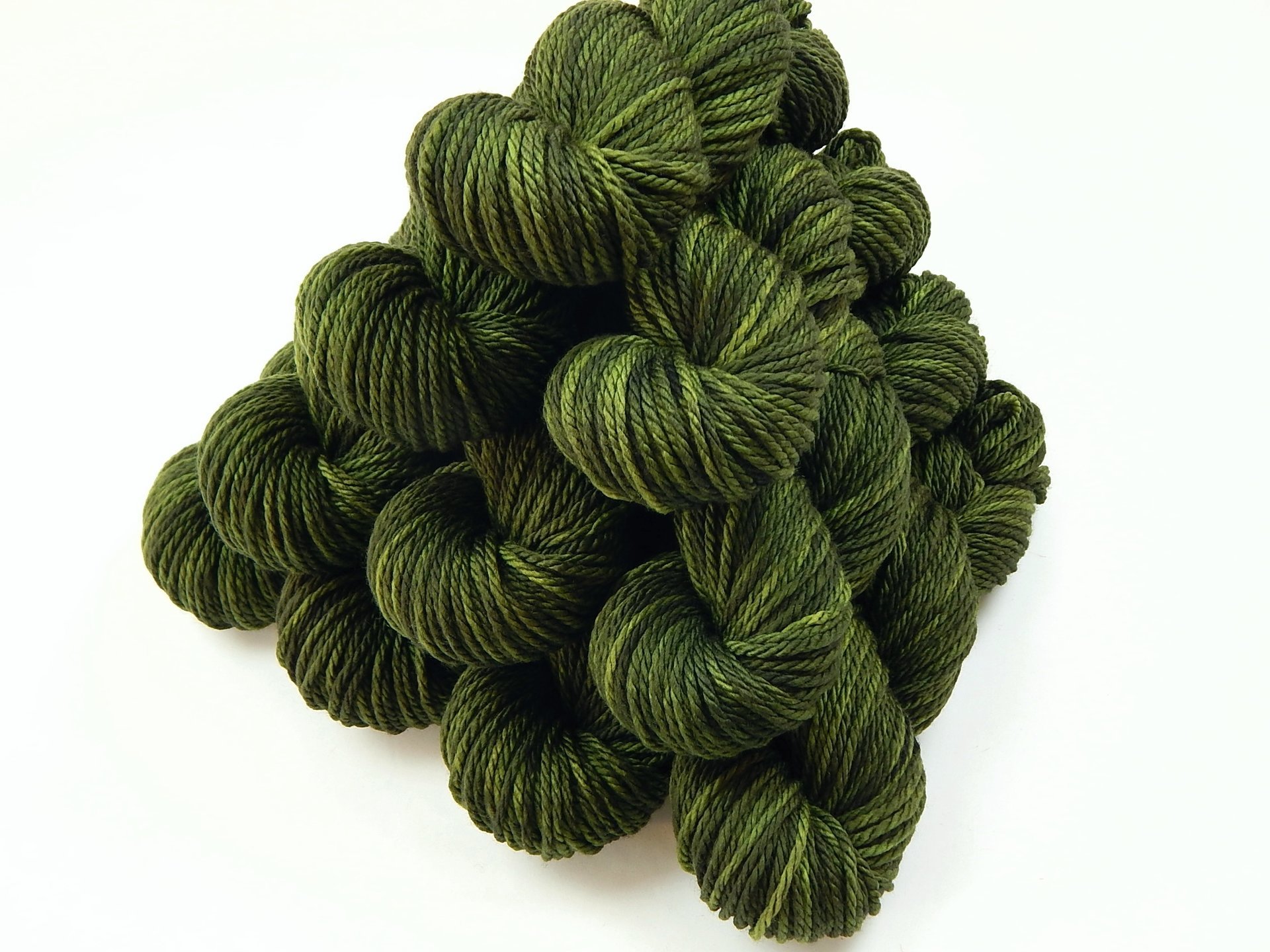 Bulky Hand Dyed Yarn, 100% Superwash Merino Wool - Moss Tonal - Semi Solid Olive Green Chunky Knitting Yarn