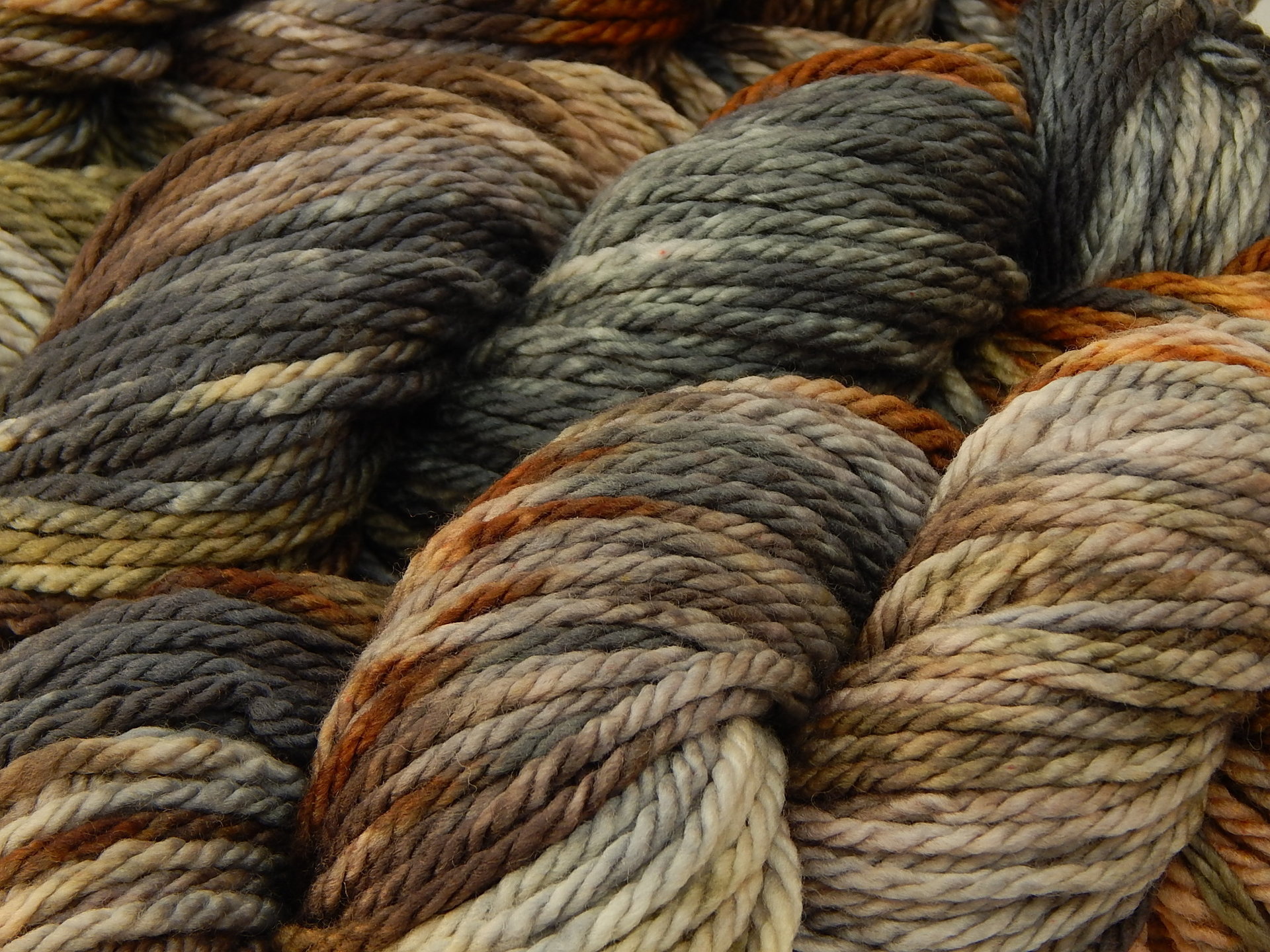 Hand Dyed Yarn, Bulky Weight 100% Superwash Merino Wool - Potluck Greys & Browns - Indie Dyer One of a Kind Thick Chunky Knitting Yarn