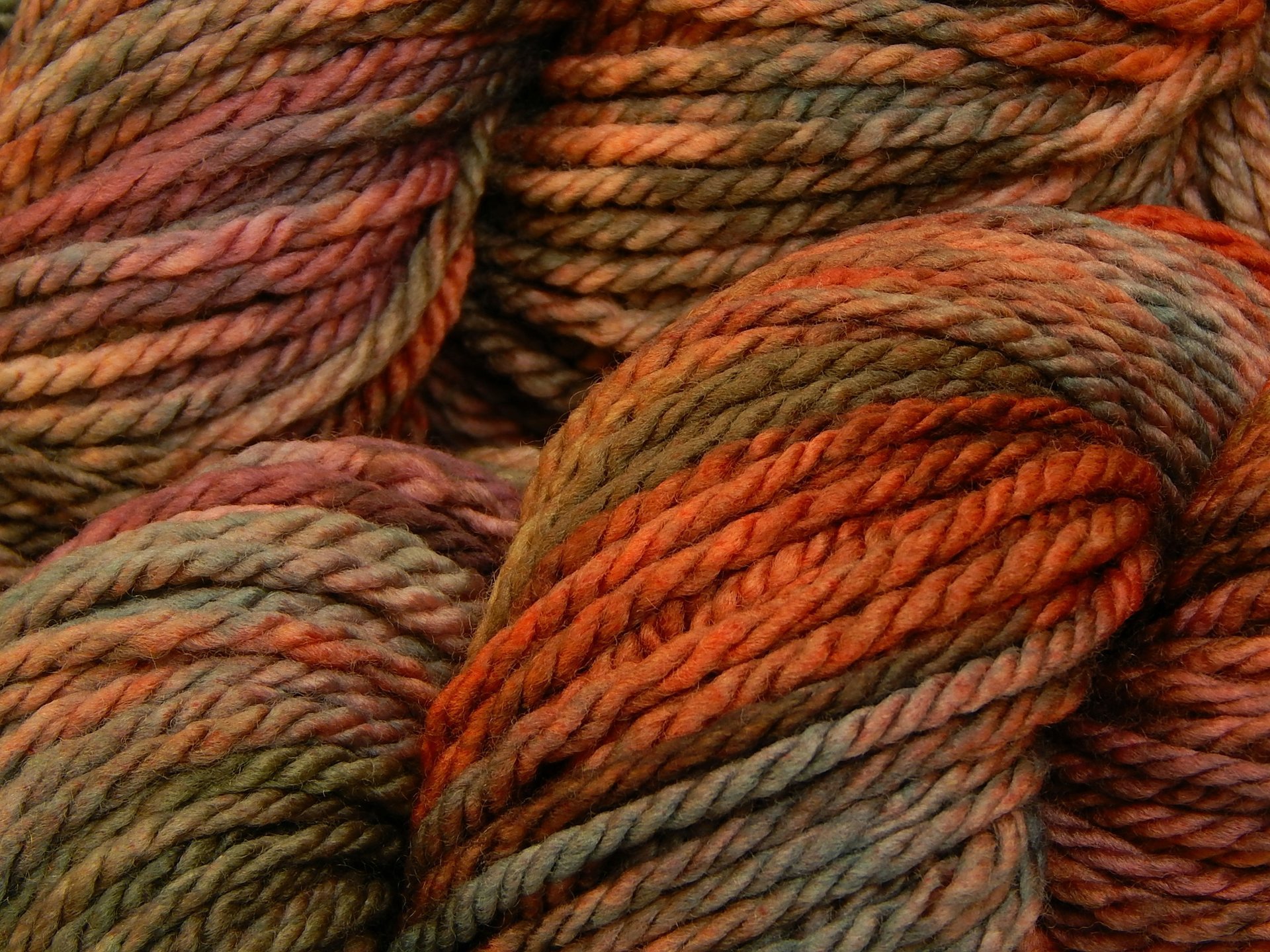 Hand Dyed Yarn, Bulky Weight Superwash Merino Wool - Potluck Rustic Shades - Indie Dyer One of a Kind Thick Chunky Knitting Yarn, Rust Brown Blue