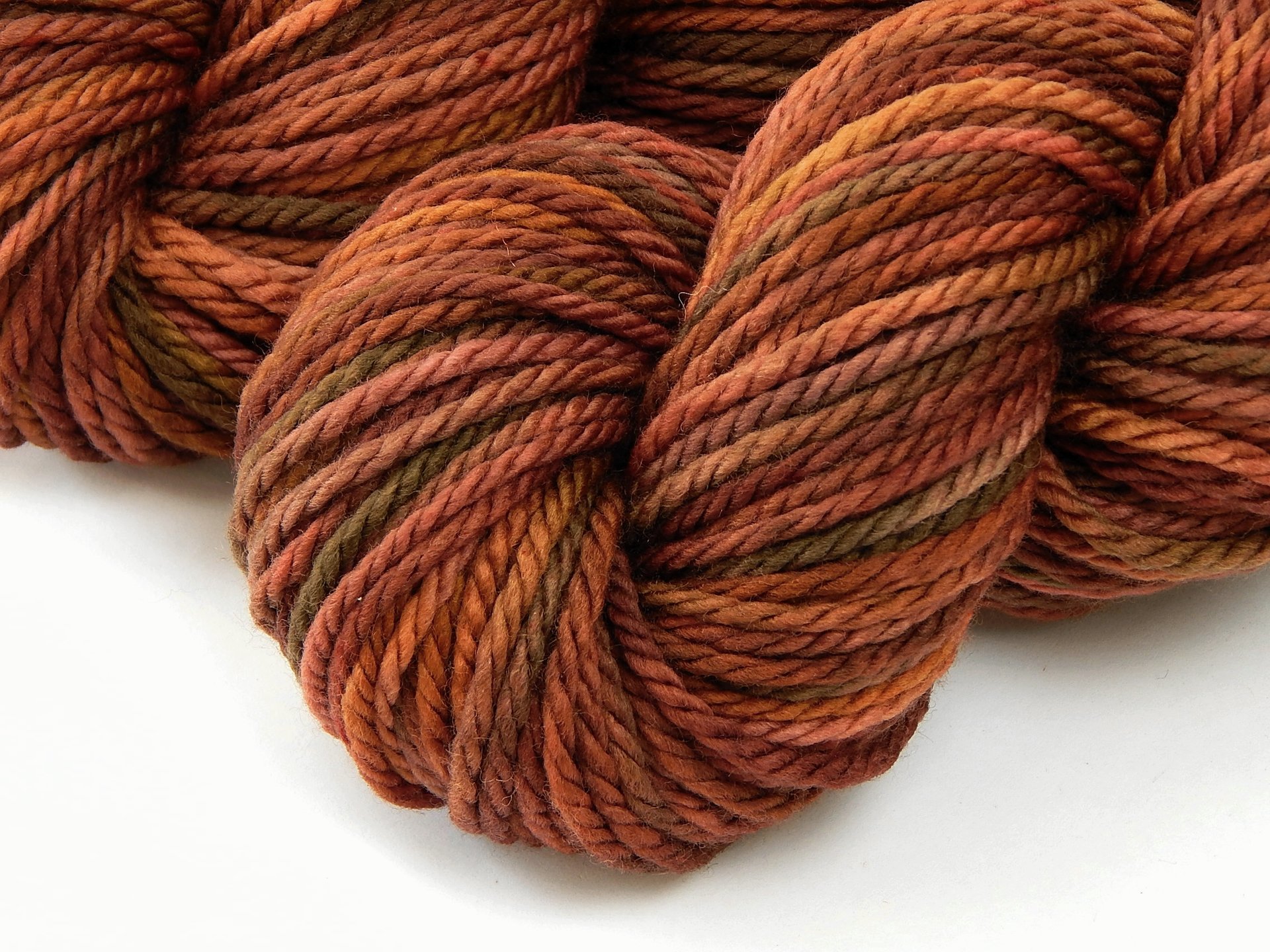 Hand Dyed Yarn, Bulky Weight Superwash Merino Wool - Spice - Thick Knitting Yarn in Fall Colors, Rust Burnt Orange Autumn Chunky Yarn