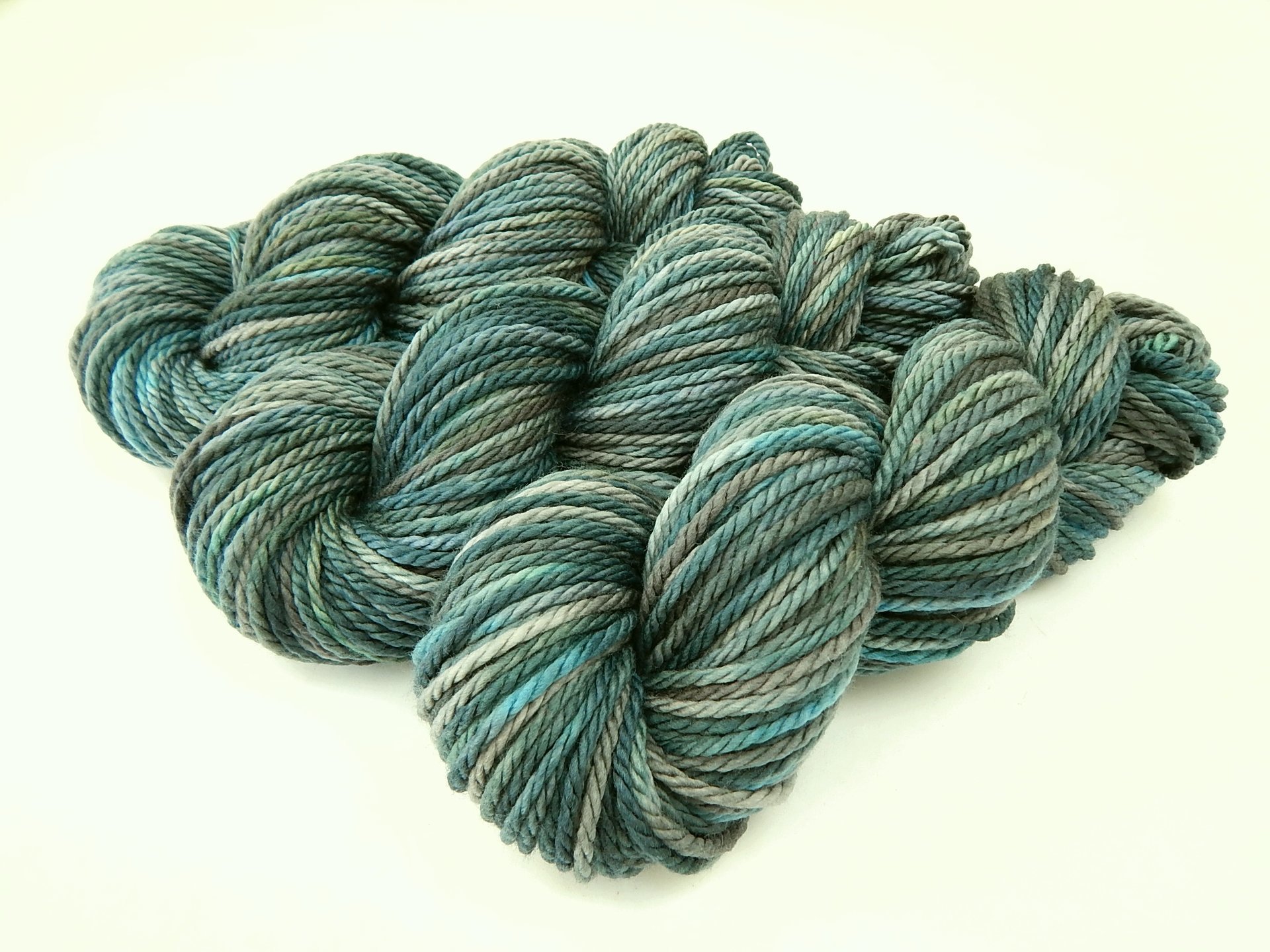 Bulky Hand Dyed Yarn, 100% Superwash Merino Wool - Storm Clouds - Slate Blue Grey Chunky Knitting Yarn