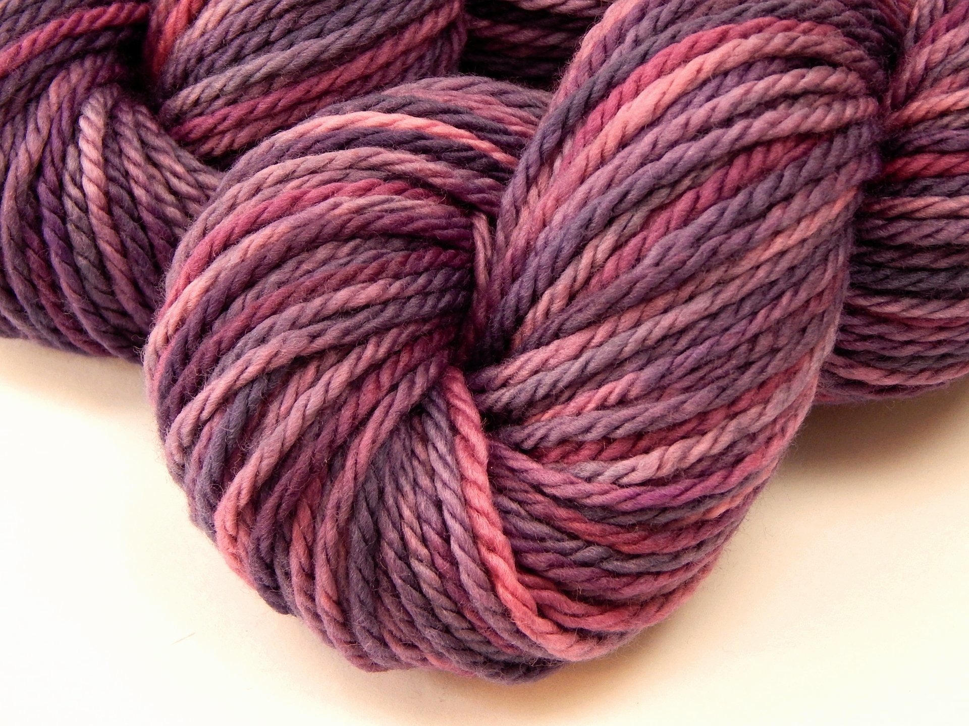 Bulky Hand Dyed Yarn, 100% Superwash Merino Wool - Wisteria Multi - Lavender Lilac Purple Variegated Chunky Knitting Yarn