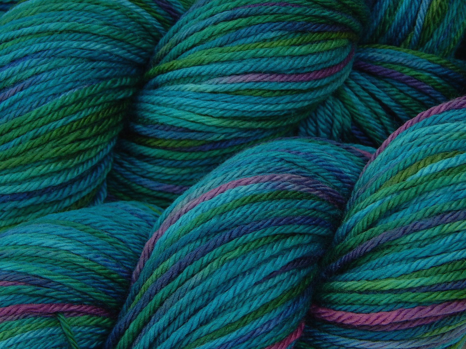 Hand Dyed Yarn, Worsted Weight Superwash Merino Wool - Aegean Multi - Soft Indie Dyed Knitting Yarn, Multicolor Turquoise Blue Green Yarn