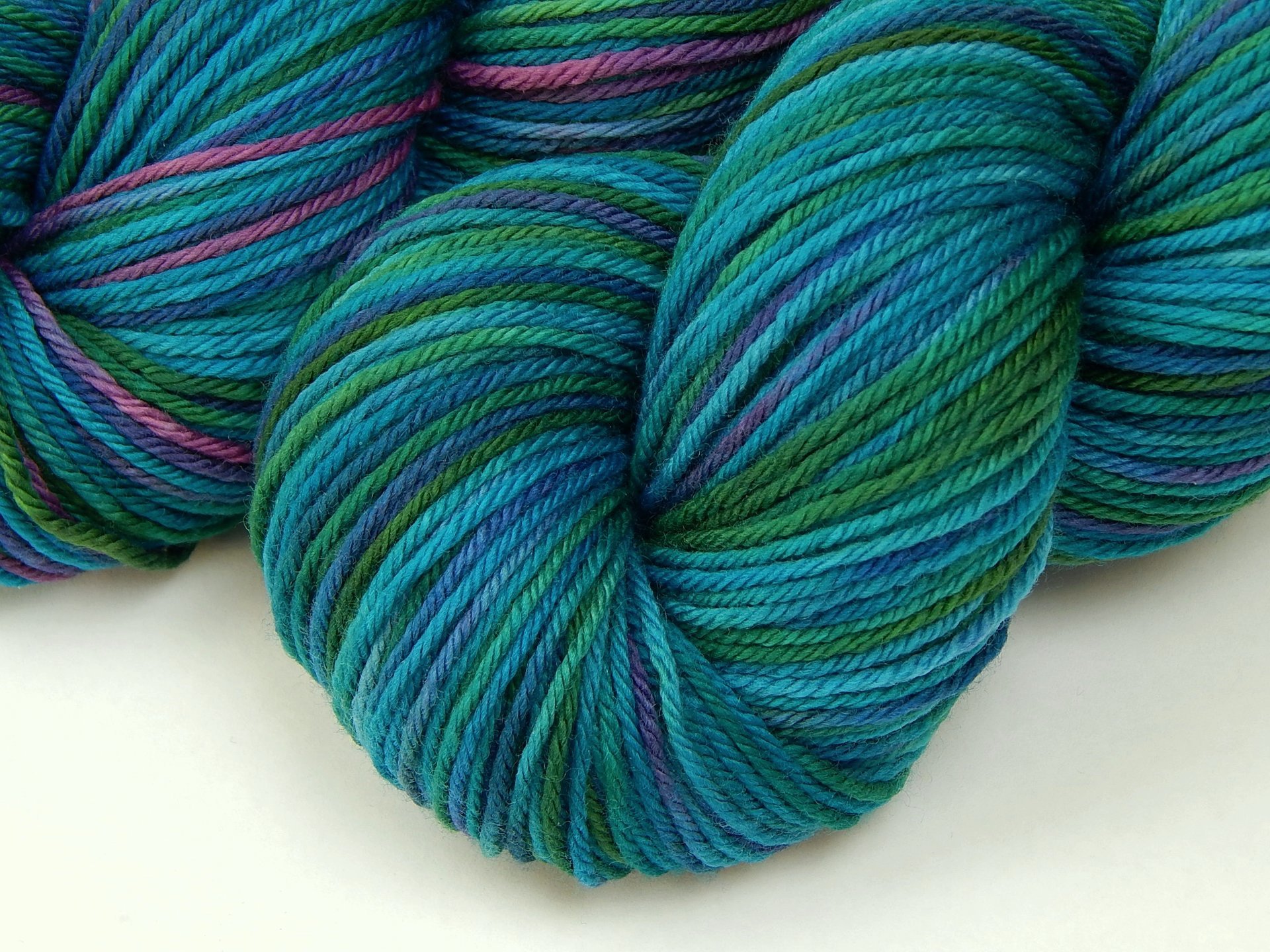 Hand Dyed Yarn, Worsted Weight Superwash Merino Wool - Aegean Multi - Soft Indie Dyed Knitting Yarn, Multicolor Turquoise Blue Green Yarn