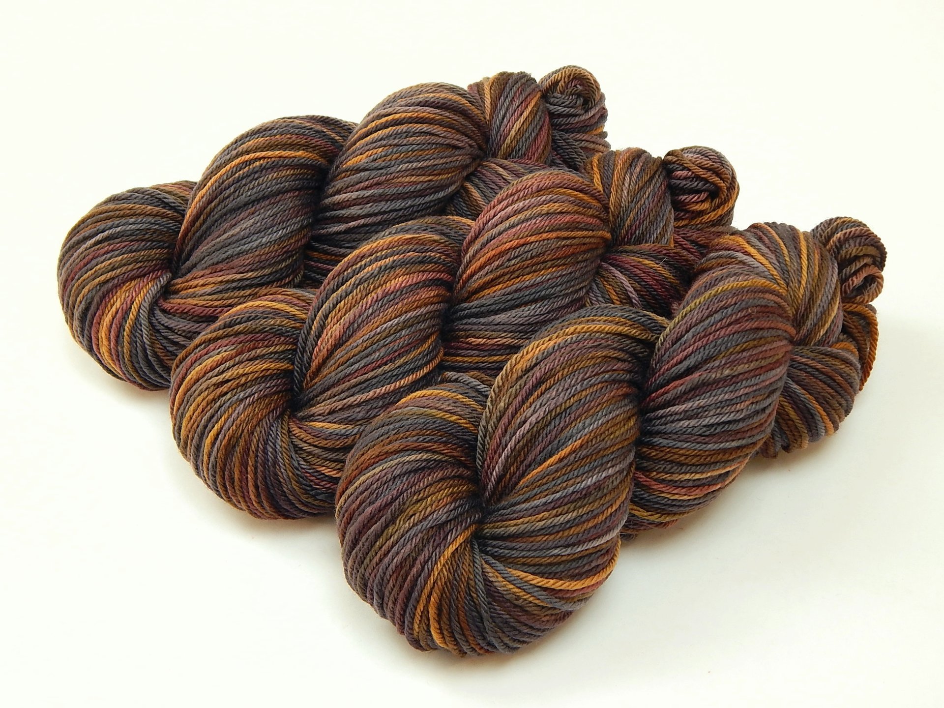 Hand Dyed Worsted Weight Yarn, Superwash Merino Wool - Agate - Earthtones Hand Dyed Yarn, Indie Dyer Knitting Yarn Skein, Grey Brown Gold