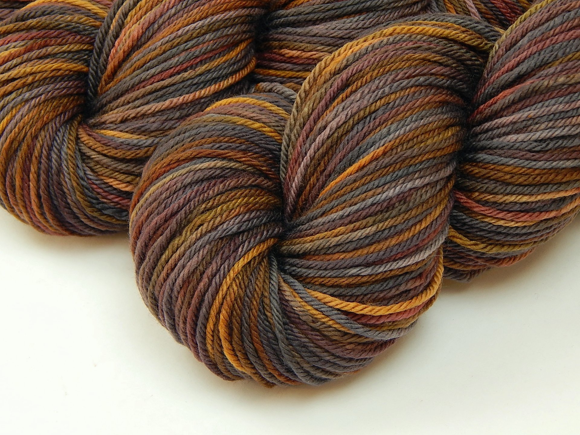 Hand Dyed Worsted Weight Yarn, Superwash Merino Wool - Agate - Earthtones Hand Dyed Yarn, Indie Dyer Knitting Yarn Skein, Grey Brown Gold