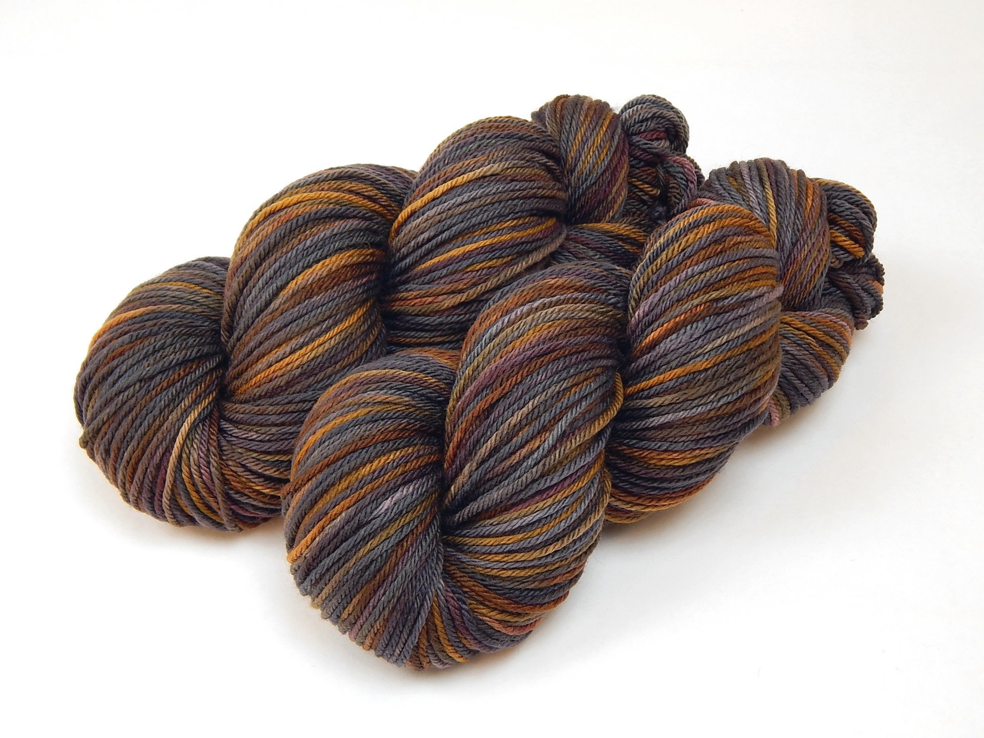 Hand Dyed Worsted Weight Yarn, Superwash Merino Wool - Agate - Earthtones Hand Dyed Yarn, Indie Dyer Knitting Yarn Skein, Grey Brown Gold