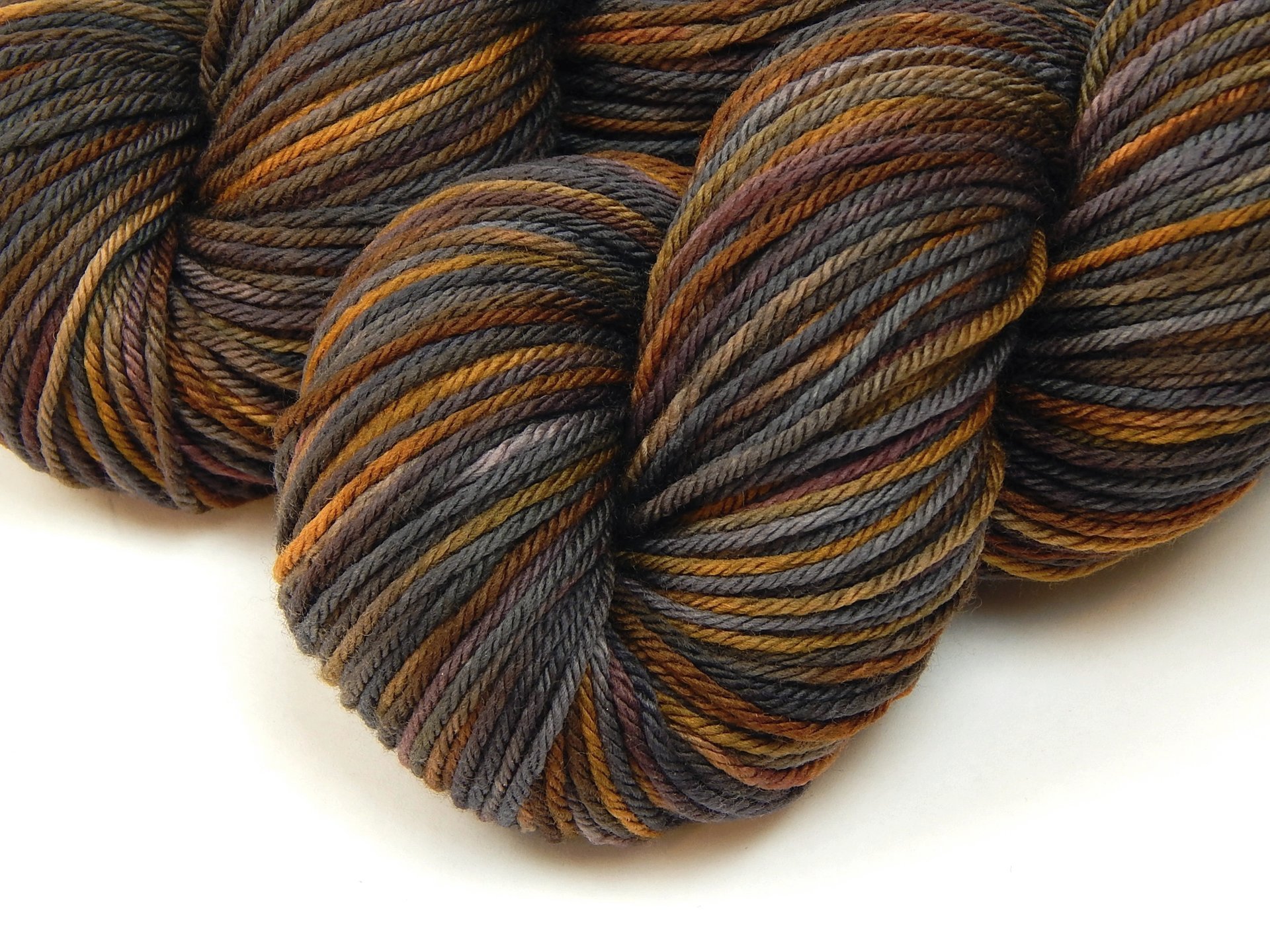 Hand Dyed Worsted Weight Yarn, Superwash Merino Wool - Agate - Earthtones Hand Dyed Yarn, Indie Dyer Knitting Yarn Skein, Grey Brown Gold