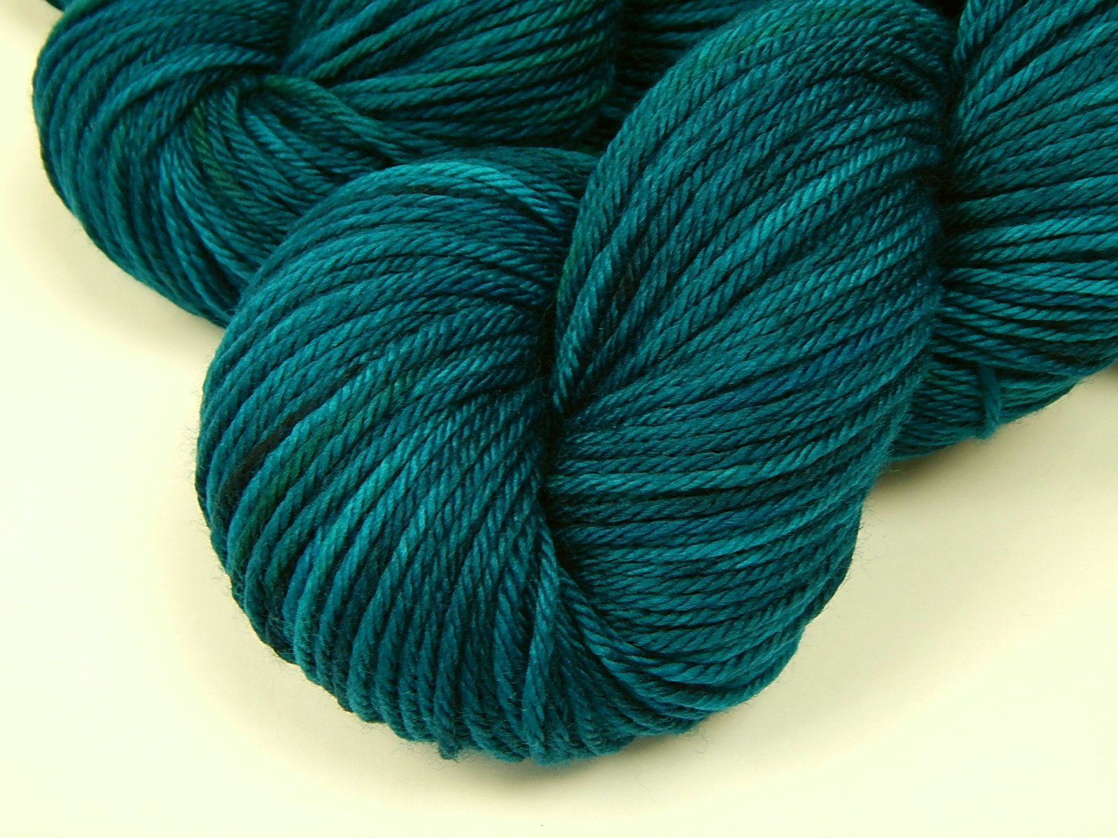 Hand Dyed Yarn, Worsted Weight Superwash Merino Wool - Deep Sea Tonal - Indie Dyer Blue Green Knitting Yarn, Deep Teal Crochet Yarn Skein