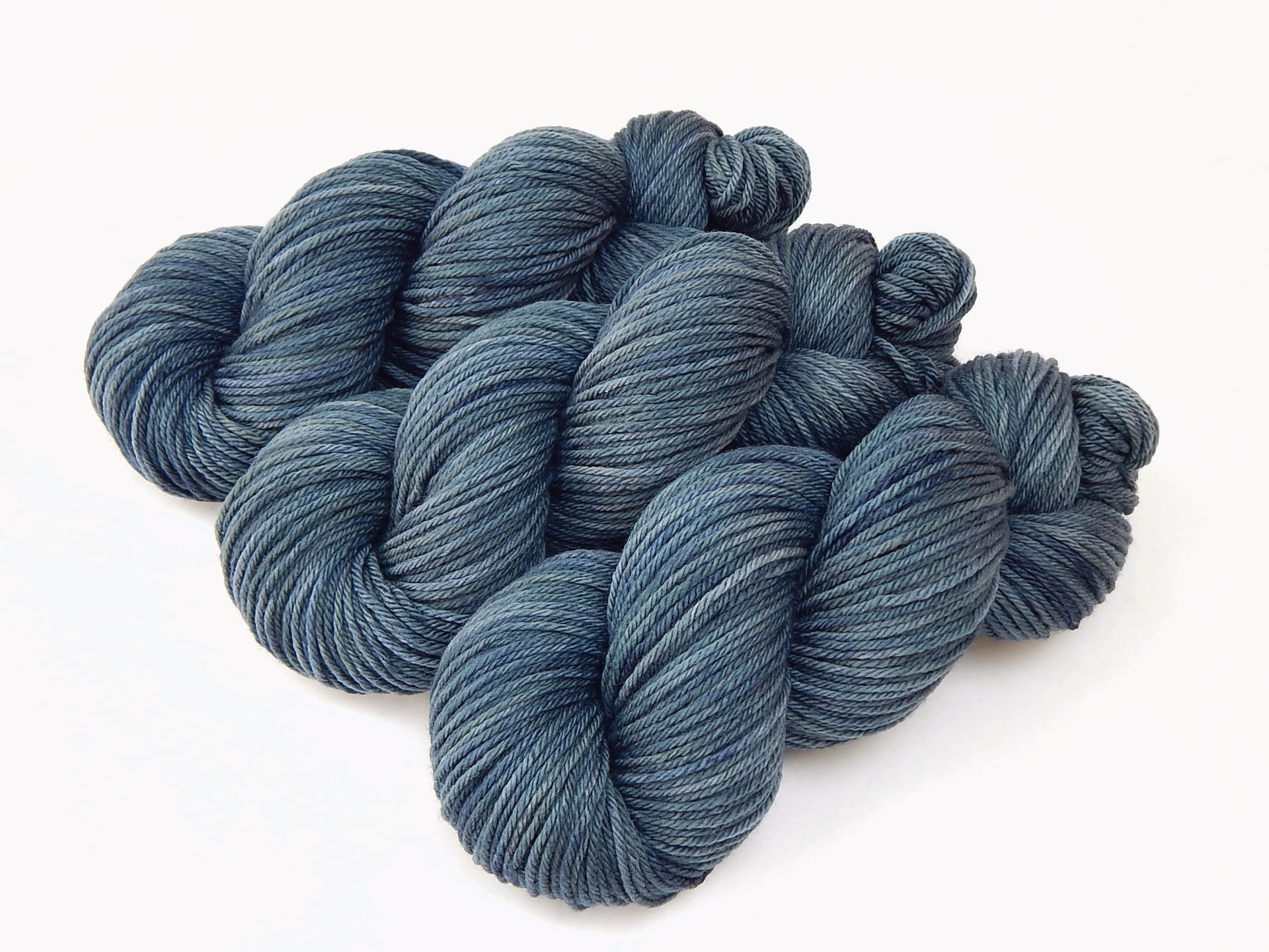Hand Dyed Yarn, Worsted Weight 100% Superwash Merino Wool - Denim - Indie Dyer Knitting Yarn, Tonal Slate Blue Yarn Skein, Handdyed Yarn