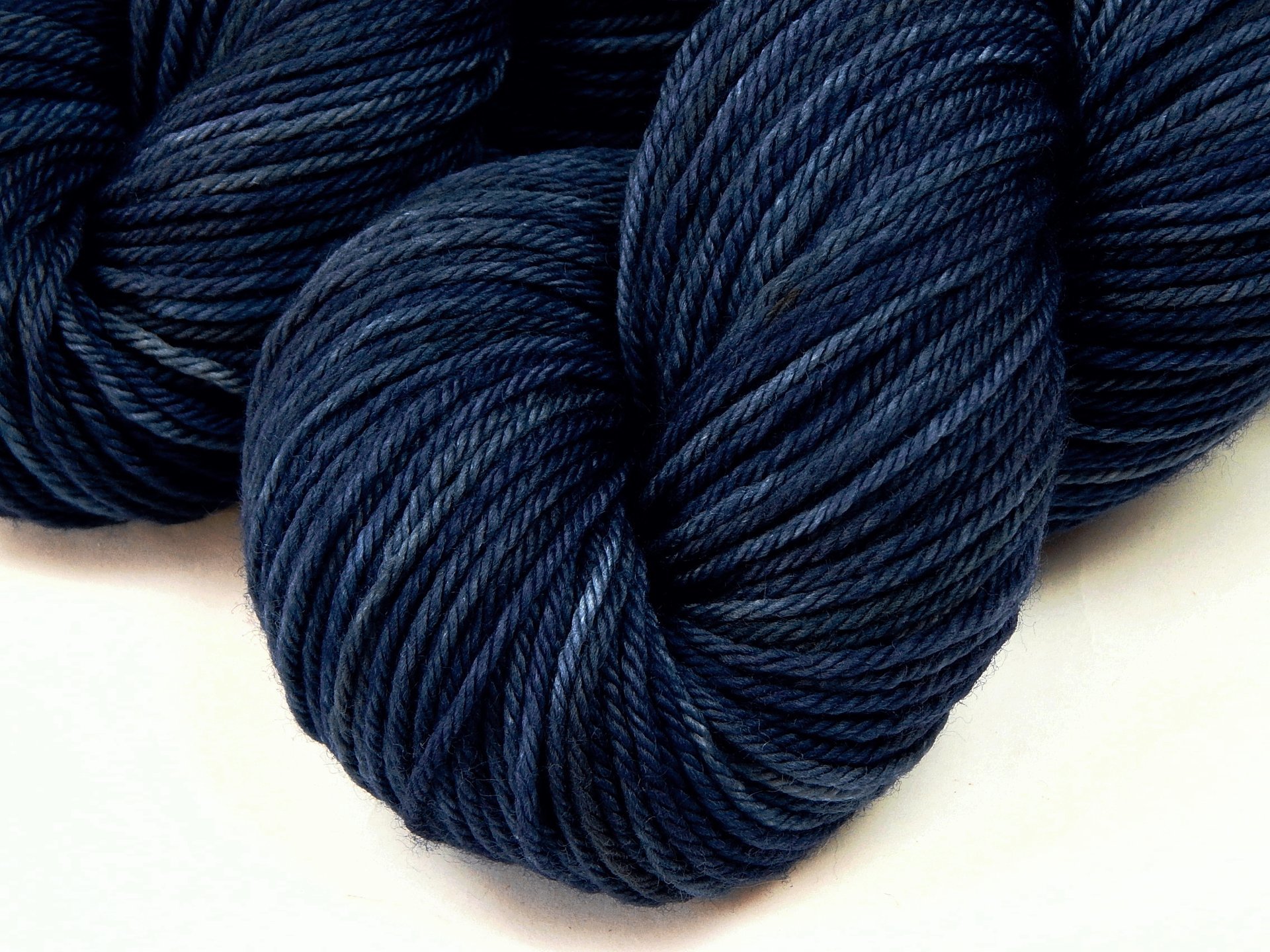Hand Dyed Yarn, Worsted Weight Superwash Merino Wool - Ink Tonal - Dark Blue Indie Dyed Yarn, Navy Semi Solid Knitting Yarn