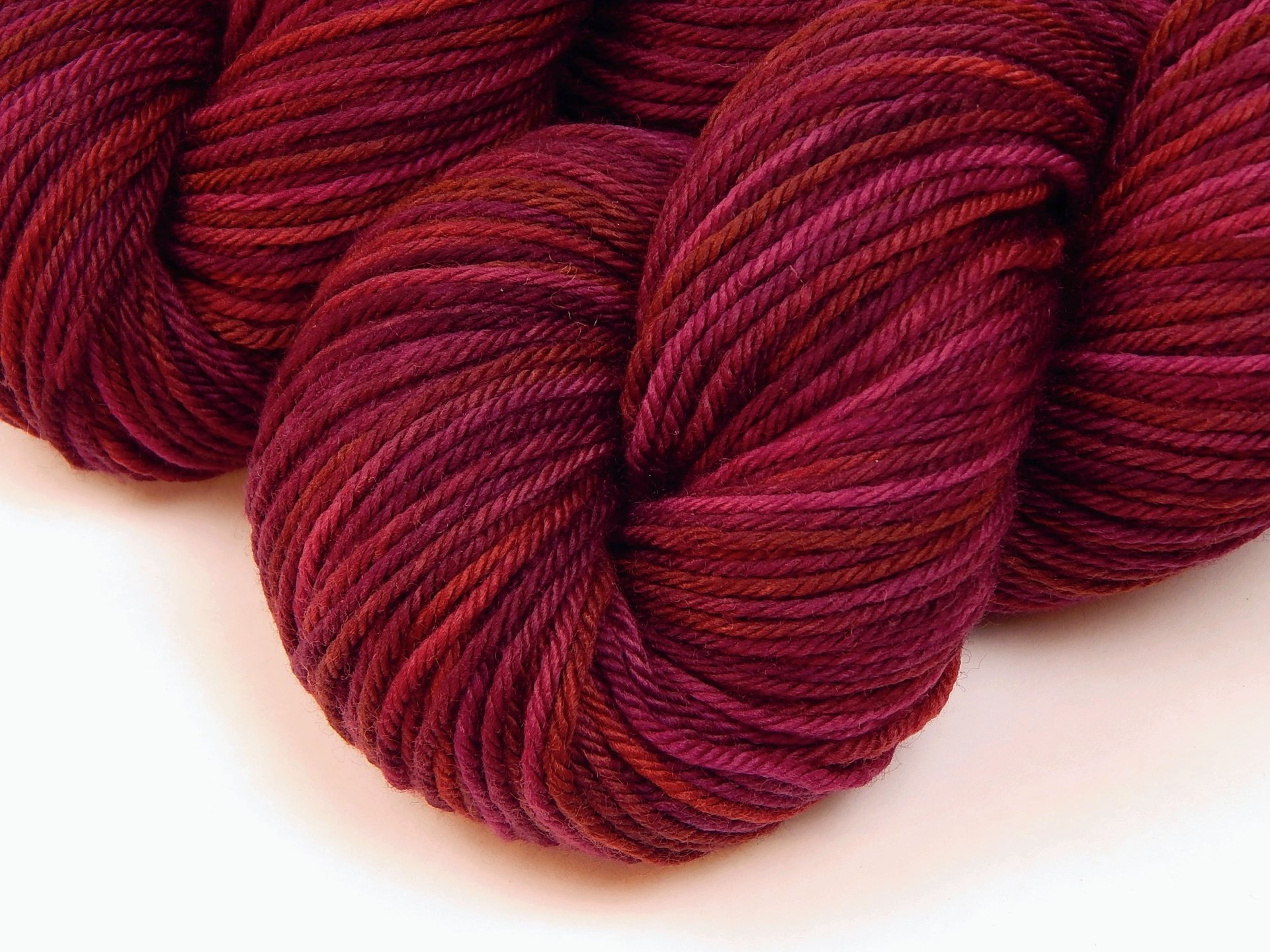 Hand Dyed Yarn, Worsted Weight 100% Superwash Merino Wool - Merlot Multi - Indie Dyed Deep Red Knitting Yarn, Burgundy Wine Handdyed Yarn