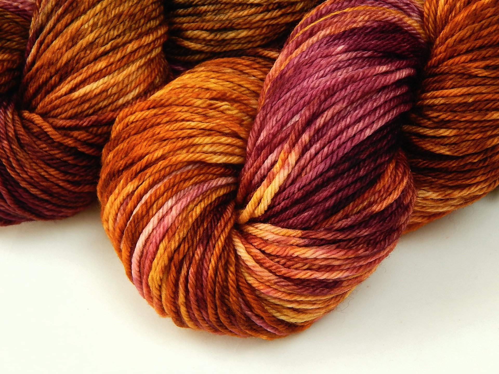 Worsted Weight Hand Dyed Yarn - 100% Superwash Merino Wool - Autumn Potluck - Indie Dyer Knitting Crochet Yarn, Rust Gold Brown Fall Colors 