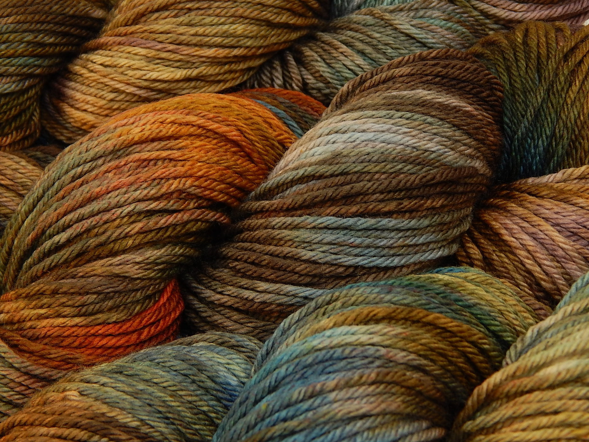 Worsted Weight Hand Dyed Yarn, 100% Superwash Merino Wool - Potluck Blues & Browns - Indie Dyer OOAK Crochet Knitting Yarn, Earthy Slate Rust Plum