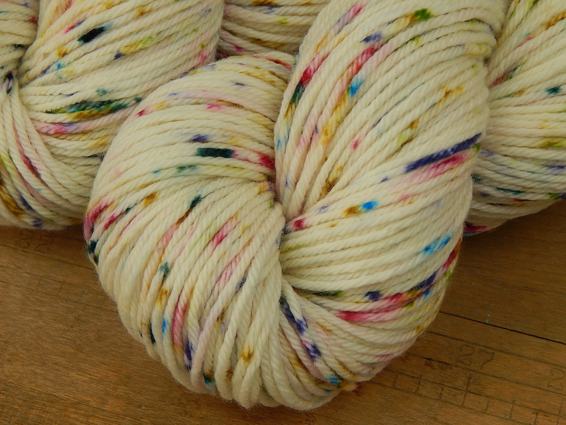 Worsted Weight Hand Dyed Yarn, 100% Superwash Merino Wool - Potluck Confetti - Indie Dyer Off White Rainbow Speckled Cream Knitting Yarn