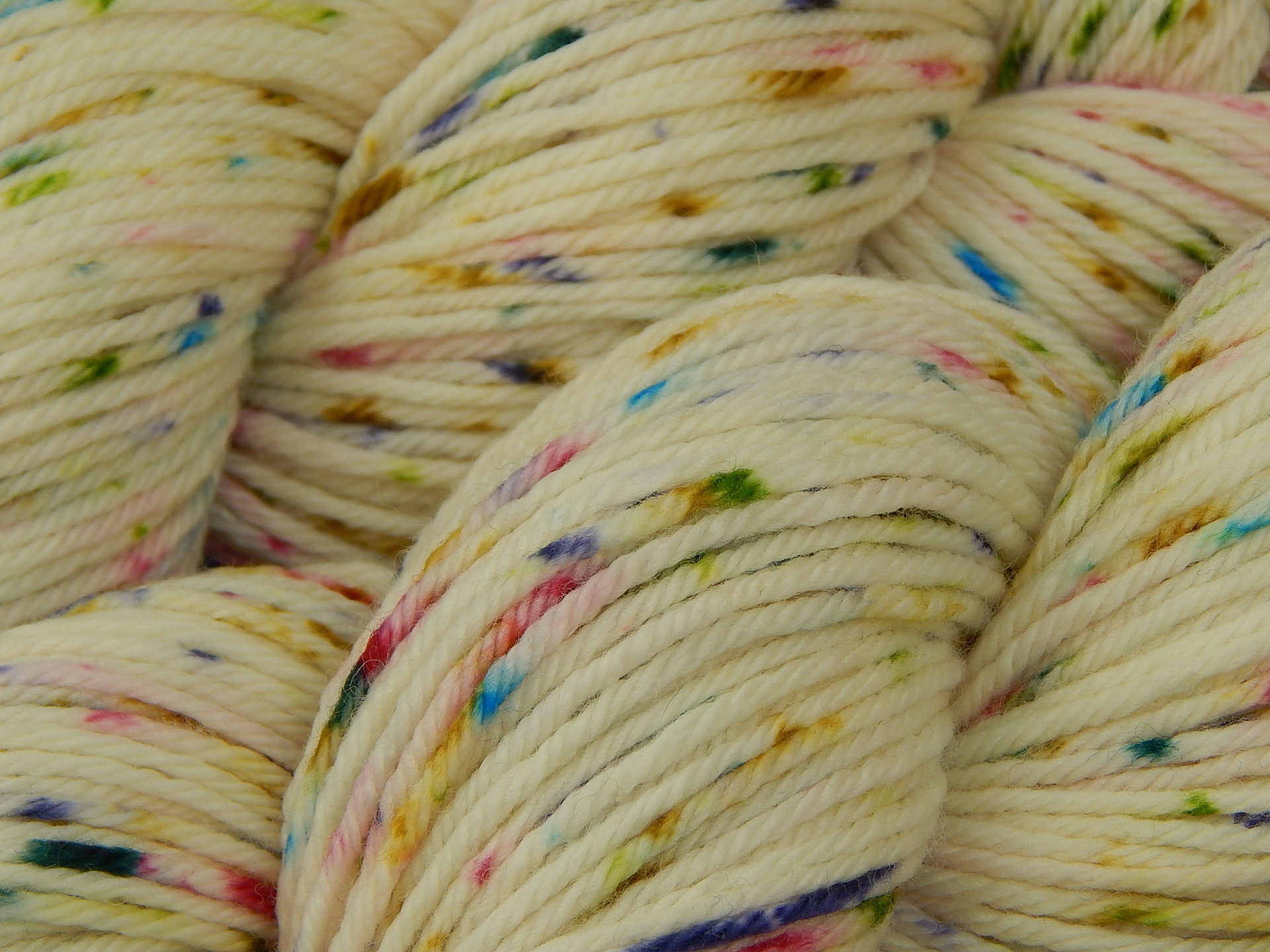 Worsted Weight Hand Dyed Yarn, 100% Superwash Merino Wool - Potluck Confetti - Indie Dyer Off White Rainbow Speckled Cream Knitting Yarn