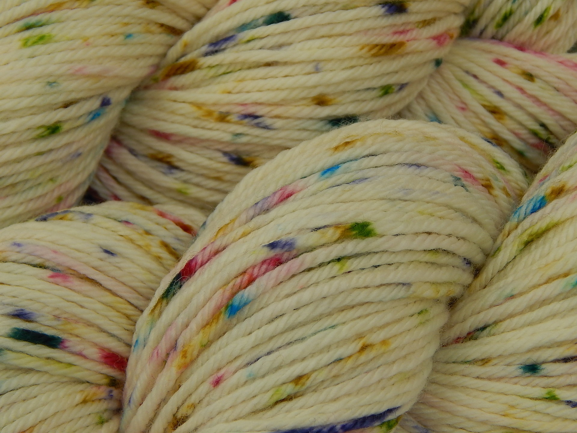 Reserved for Nyla - Hand Dyed Yarn, Worsted Weight Superwash Merino Wool - Potluck Confetti - Off White Rainbow Speckled Cream Knitting Yarn, 8 Skeins
