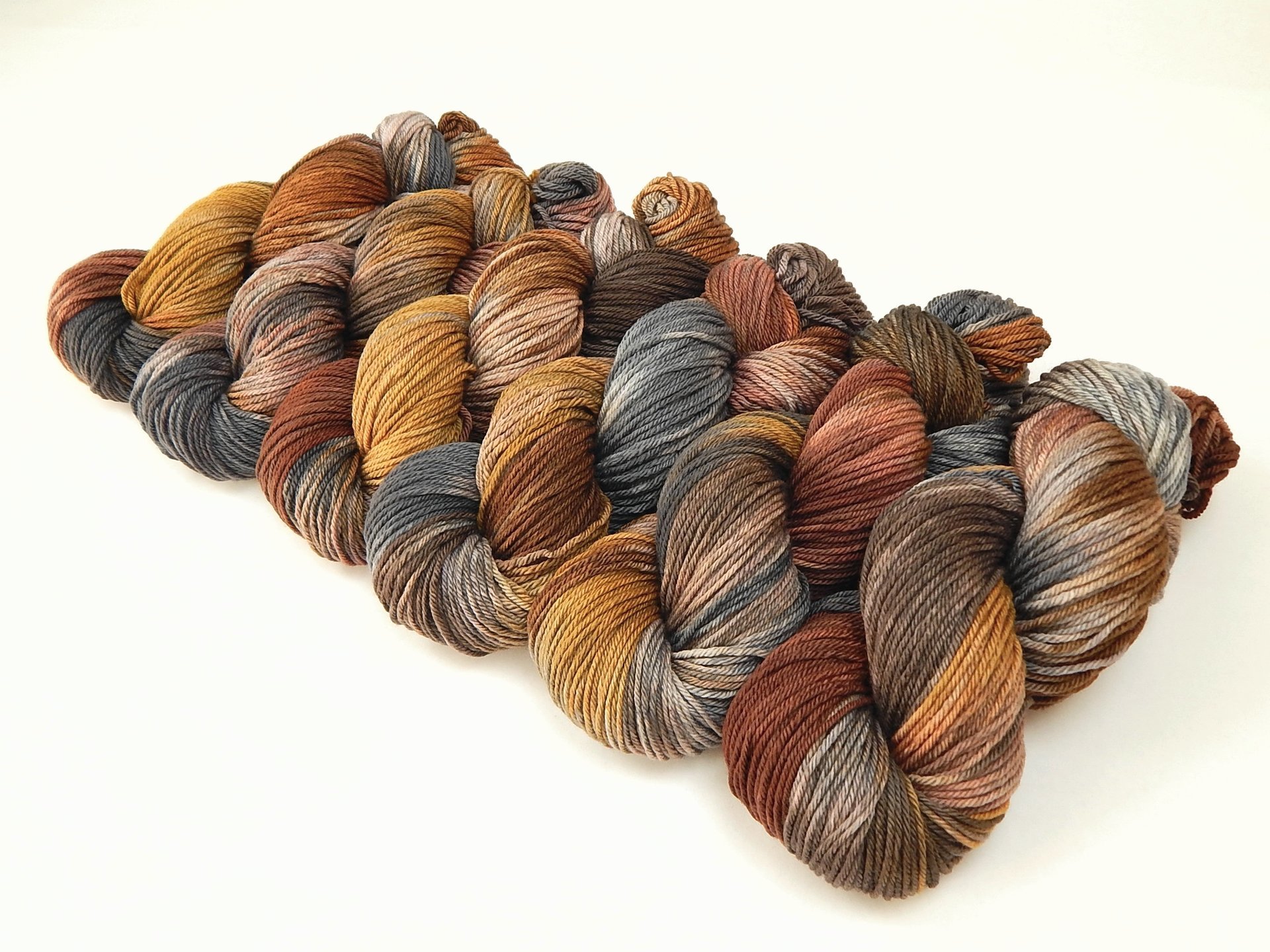 Worsted Weight Hand Dyed Yarn, 100% Superwash Merino Wool - Potluck Greys & Browns - Indie Dyer OOAK Crochet Knitting Yarn, Earthtones Gray Khaki