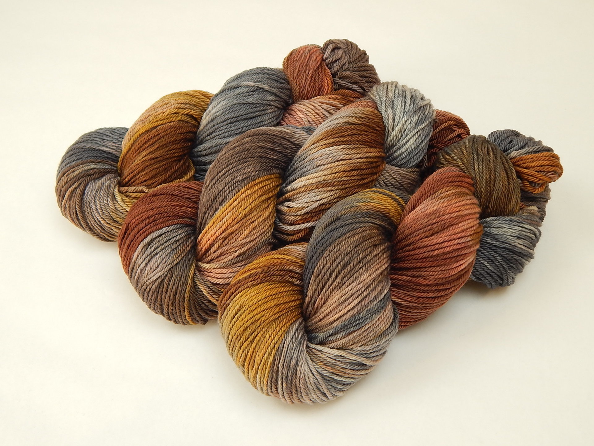Worsted Weight Hand Dyed Yarn, 100% Superwash Merino Wool - Potluck Greys & Browns - Indie Dyer OOAK Crochet Knitting Yarn, Earthtones Gray Khaki