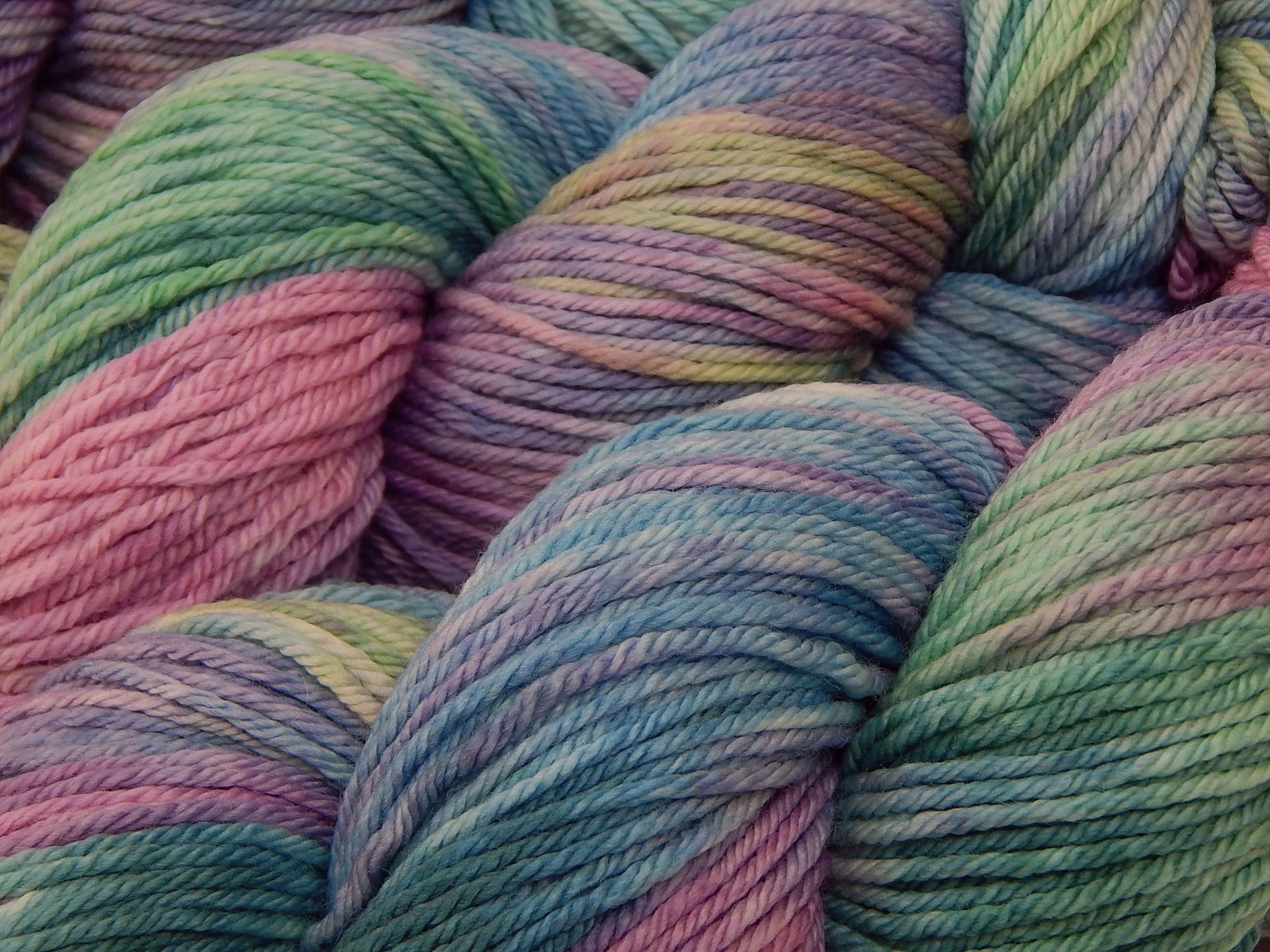 Hand Dyed Yarn, Worsted Weight 100% Superwash Merino Wool - Potluck Pastels - Indie Dyer OOAK Knitting Crochet Yarn, Blue Green Purple Pink 