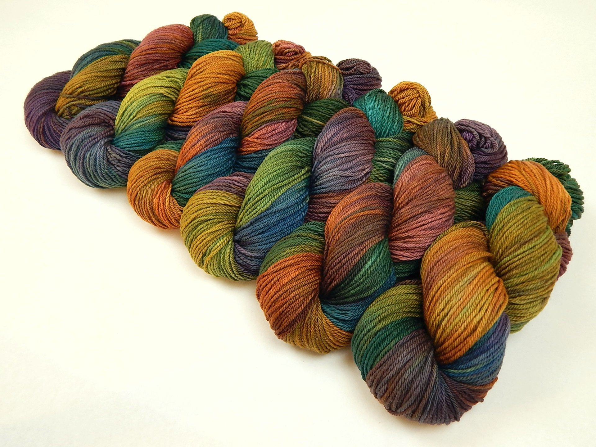 Worsted Weight Hand Dyed Yarn, 100% Superwash Merino Wool - Potluck Rainbow - Indie Dyer OOAK Knitting Crochet Yarn, Earthy Vibrant Colors
