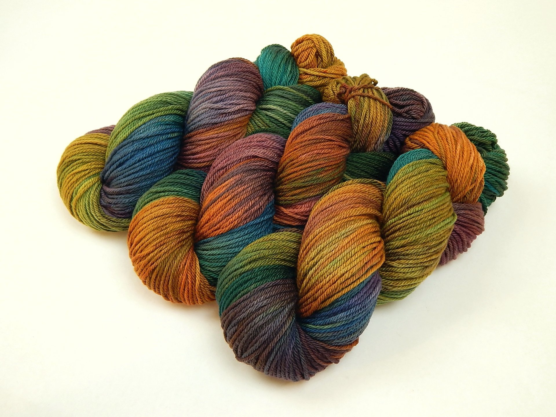 Worsted Weight Hand Dyed Yarn, 100% Superwash Merino Wool - Potluck Rainbow - Indie Dyer OOAK Knitting Crochet Yarn, Earthy Vibrant Colors