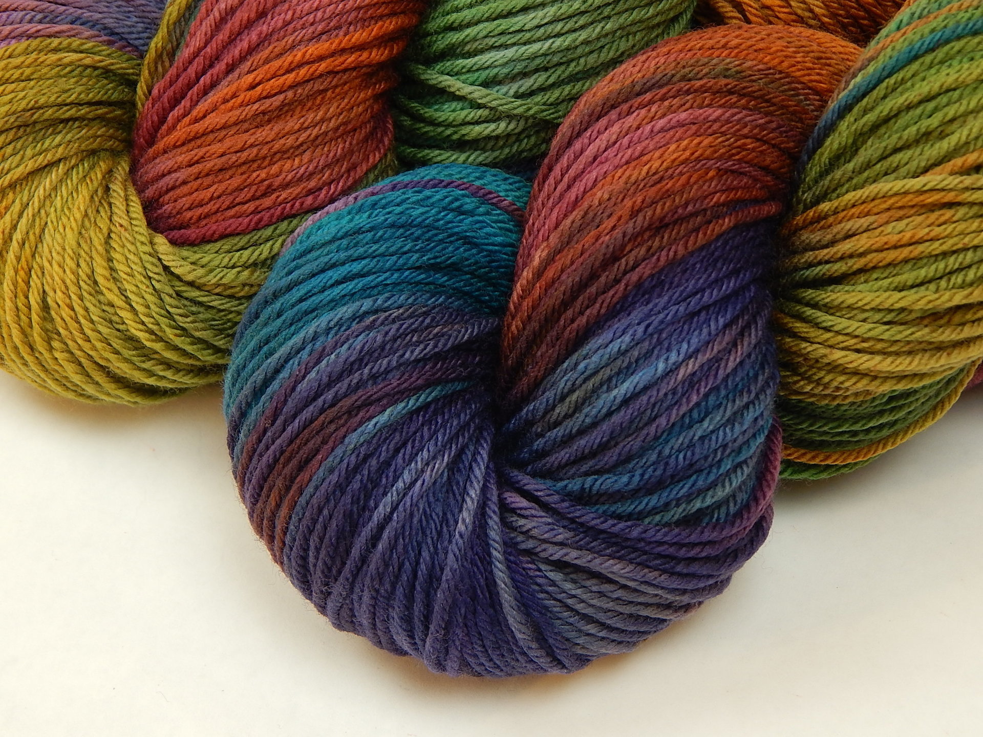 Worsted Weight Hand Dyed Yarn, 100% Superwash Merino Wool - Potluck Rainbow - Indie Dyer OOAK Knitting Crochet Yarn, Earthy Vibrant Colors