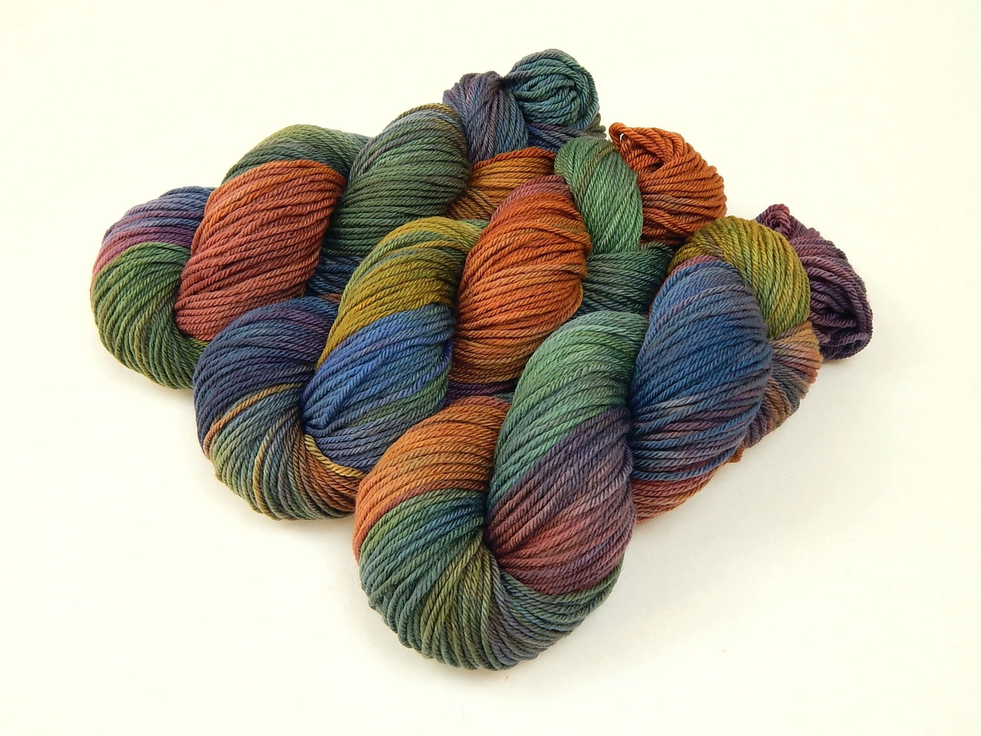 Worsted Weight Hand Dyed Yarn, 100% Superwash Merino Wool - Potluck Rainbow - Indie Dyer OOAK Knitting Crochet Yarn, Earthy Vibrant Colors