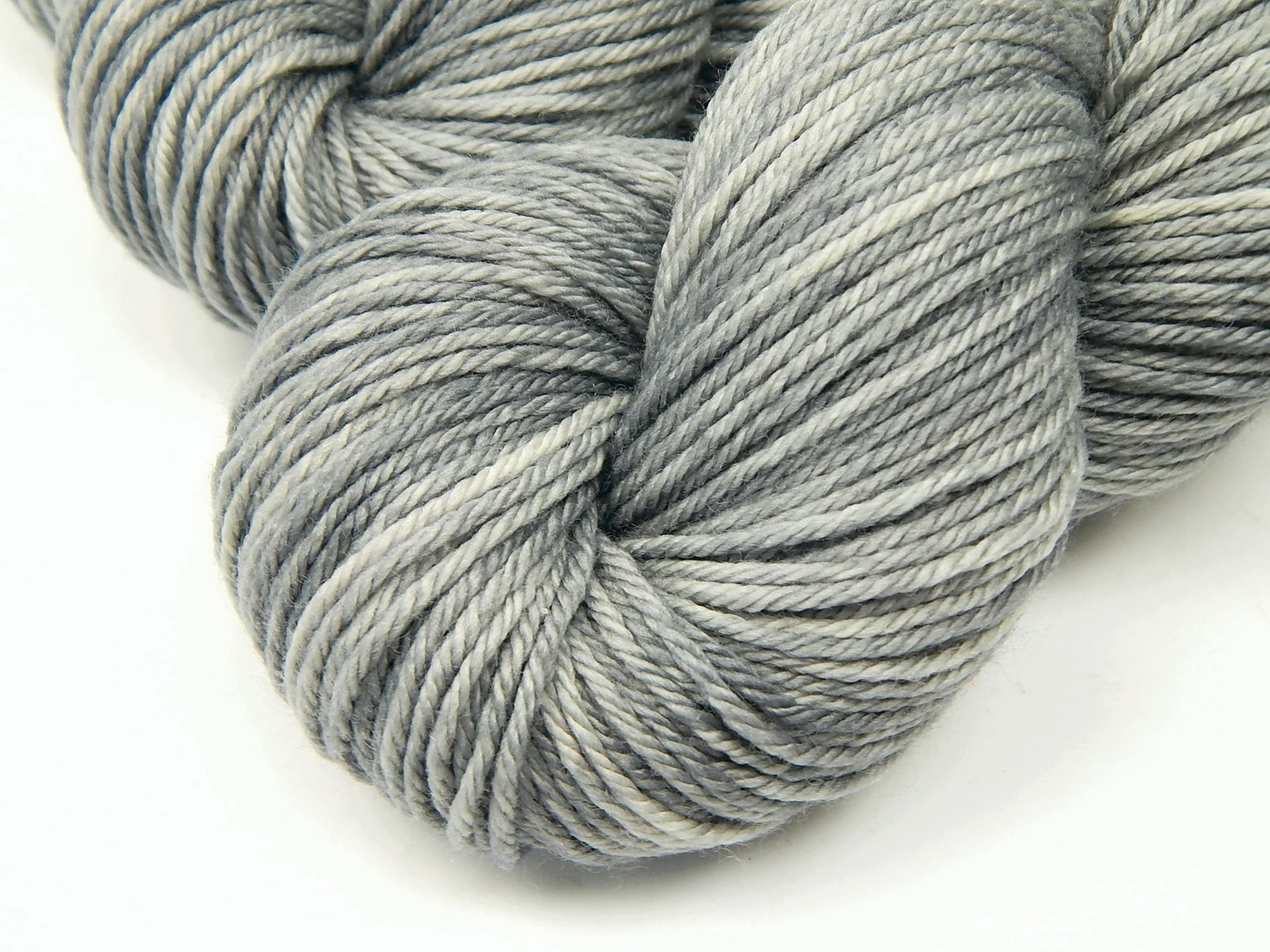 Reserved for Krystyna - Hand Dyed Yarn, Worsted Weight Superwash Merino Wool - Silver Lining - Indie Dyer Light Grey Gray Knitting Yarn, 4 Skeins
