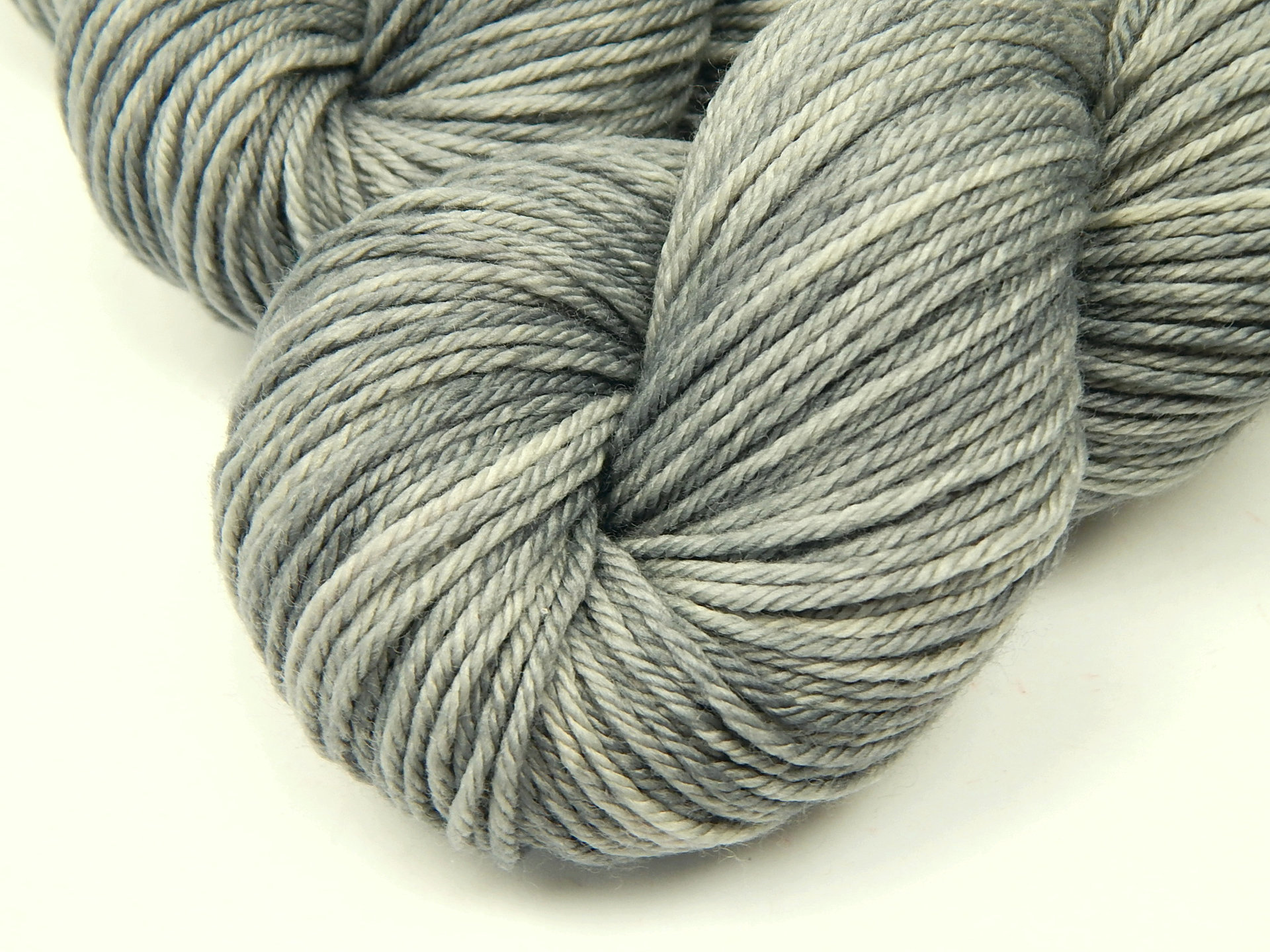 Hand Dyed Yarn, Worsted Weight Superwash Merino Wool - Silver Lining - Soft Indie Dyed Light Grey Gray Tonal Knitting Yarn, Neutral Color