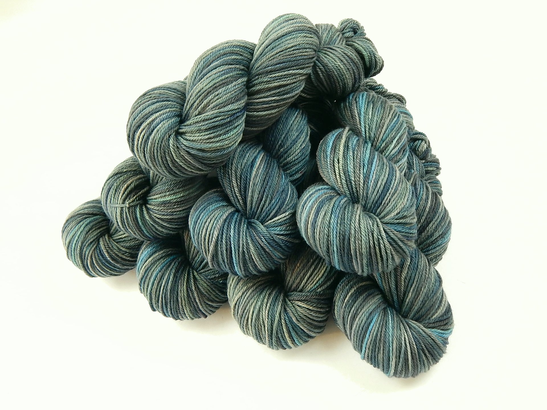 Hand Dyed Yarn, Worsted Weight Superwash Merino Wool - Storm Clouds - Blue Grey Gray Indie Dyer Knitting Yarn, DIY Crochet Craft Supply