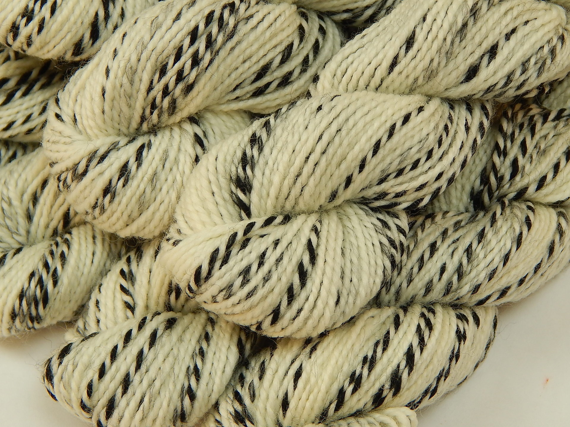 Sock Yarn Mini Skeins, Fingering Weight Superwash Merino Wool & Nylon - ZEBRA UNDYED - Off White Knitting Yarn with Black Stripes