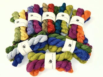 REDUCED Hand Dyed Yarn Mini Skeins SECONDS SALE, Mystery Bundles of Sock Fingering Weight Superwash Merino Wool, Indie Dyer Knitting Yarn Sets
