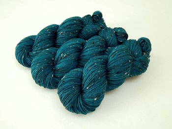 New Base Yarn! Hand Dyed Yarn, DK Weight Tweed Superwash Merino Wool - Deep Sea Tonal - Indie Dyer Yarn, Teal Blue Knitting Yarn with Tweedy Flecks