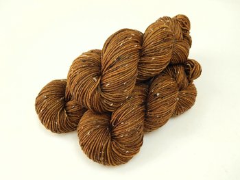 New Base Yarn! Hand Dyed Yarn, DK Weight Tweed Superwash Merino Wool - Hazelnut - Indie Dyer Yarn, Warm Brown Knitting Yarn with Tweedy Flecks