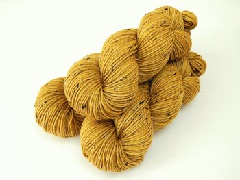 New Base Yarn! Hand Dyed Yarn, DK Weight Tweed Superwash Merino Wool - Honey Mustard - Indie Dyer Yarn, Gold Yellow Knitting Yarn with Tweedy Flecks