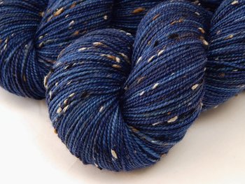 Hand Dyed Yarn, Tweed Fingering Weight Superwash Merino Wool Nylon - Ink Tonal - Indie Dyer Knitting Yarn, Navy Blue Flecks Sock Yarn