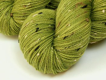 Hand Dyed Yarn, Tweed Fingering Weight Superwash Merino Wool Nylon - Lettuce Tonal - Yellow Green Sock Yarn, Indie Dyer Knitting Yarn