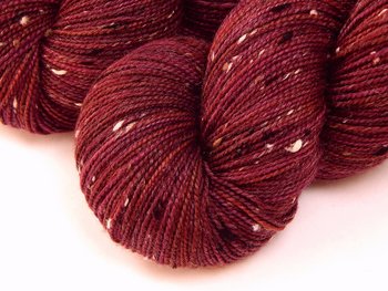 Hand Dyed Yarn, Tweed Fingering Weight Superwash Merino Wool Nylon - Merlot Multi - Indie Dyer Knitting Yarn, Burgundy Red Brown Sock Yarn