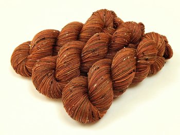 Hand Dyed Yarn, Tweed Fingering Weight Superwash Merino Wool Nylon - Spice - Indie Dyer Knitting Yarn, Rust Orange Autumn Sock Yarn