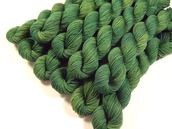 Sock Yarn Mini Skeins, Hand Dyed Yarn, Fingering Weight 4 Ply Superwash Merino Wool Yarn - Laurel - Indie Dyer Green Tonal Knitting Yarns