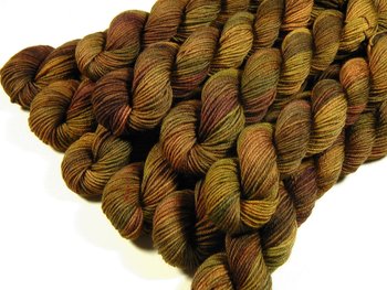 Hand Dyed Sock Yarn Mini Skeins, Fingering Weight 4 Ply 100% Superwash Merino Wool - Antique Brass - Indie Dyed Gold Brown Knitting Yarn